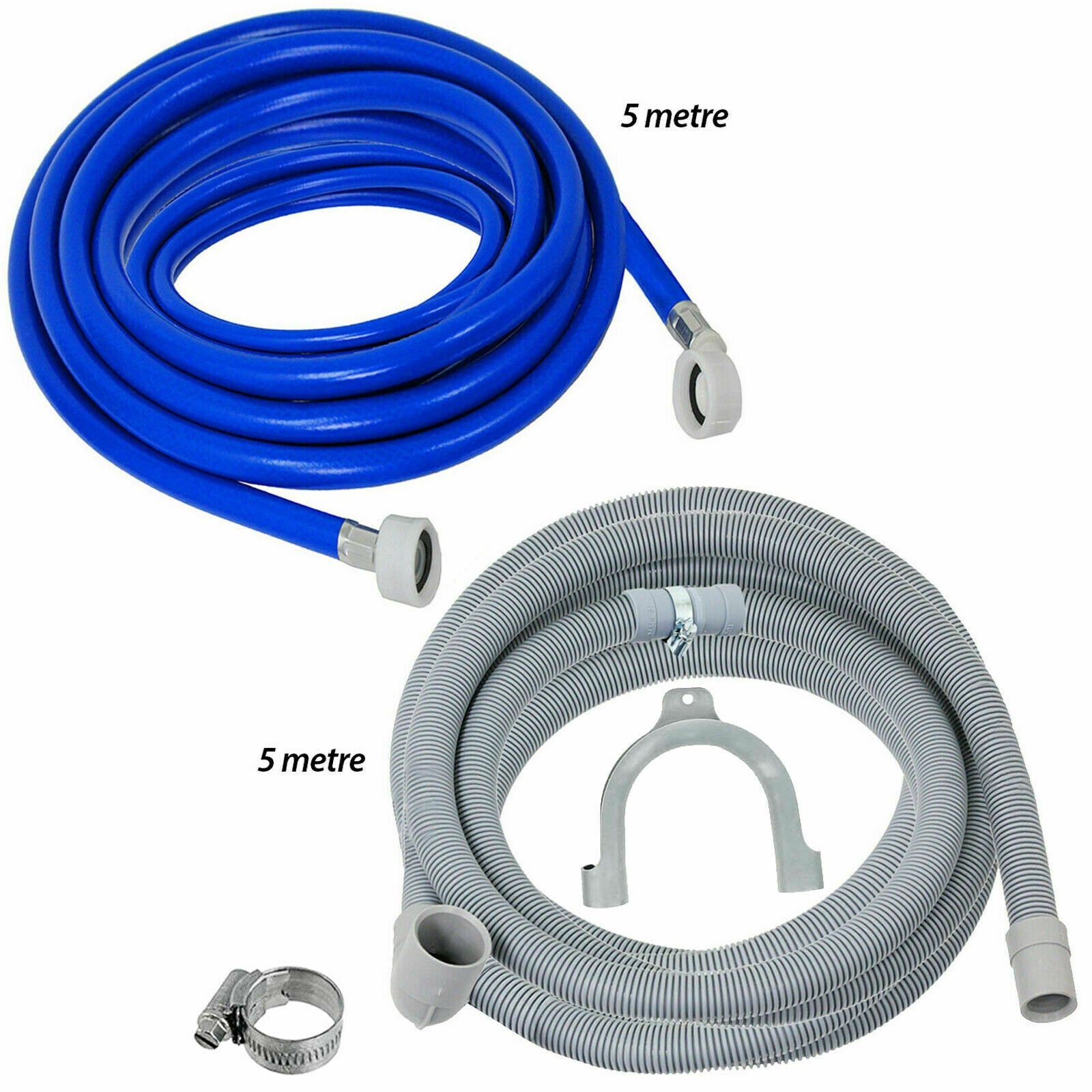 Fill Hose + Drain Hose Extension Set for PANASONIC IKEA OR LG Washing Machine & Dishwasher 5m + 5m