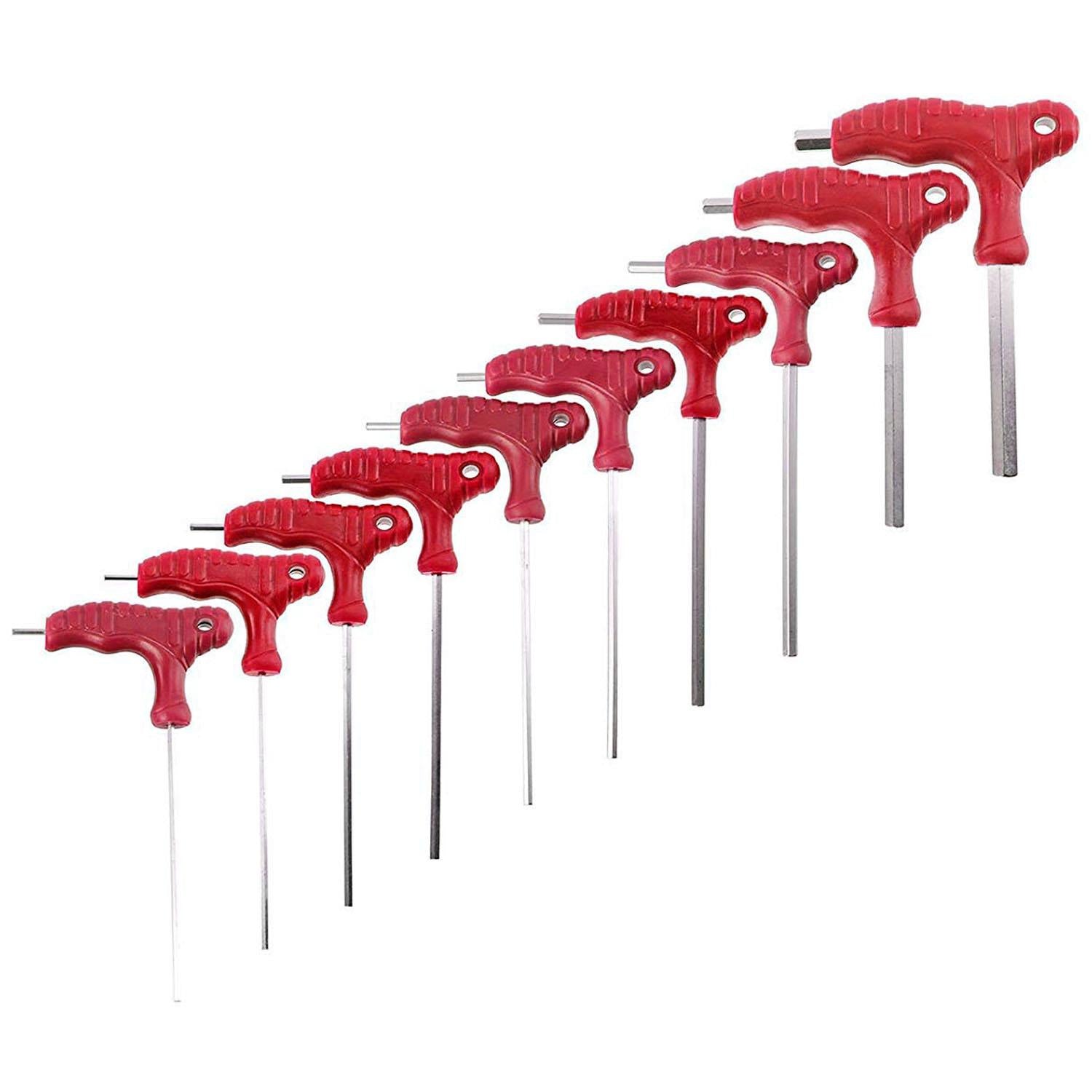 10 Piece T Handle Imperial SAE Hex Allen Key CR-V Screwdriver Set + Stand