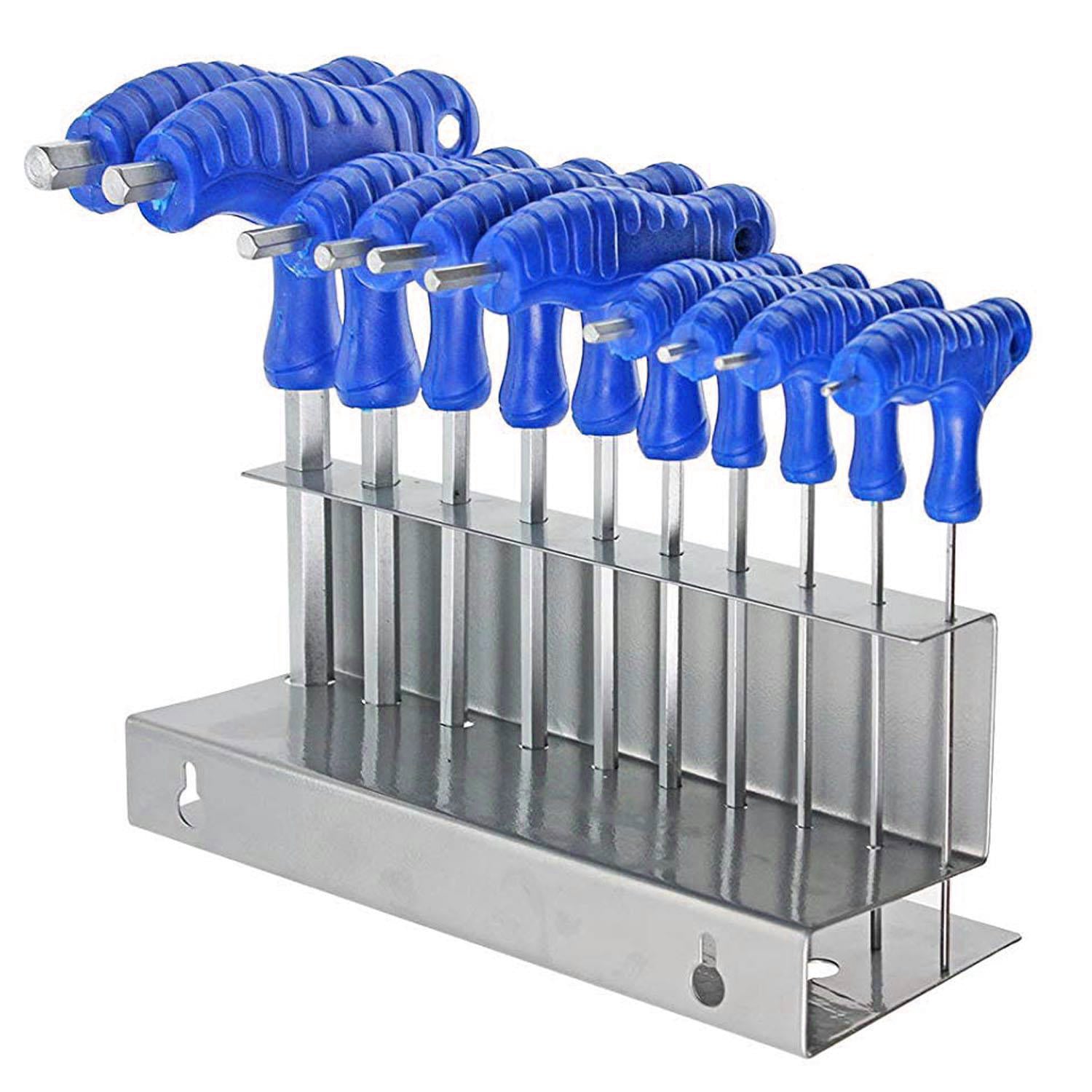 T Handle Screwdriver Set Hex Allen Key CR-V Metric + Imperial SAE (20 Piece + Stand)