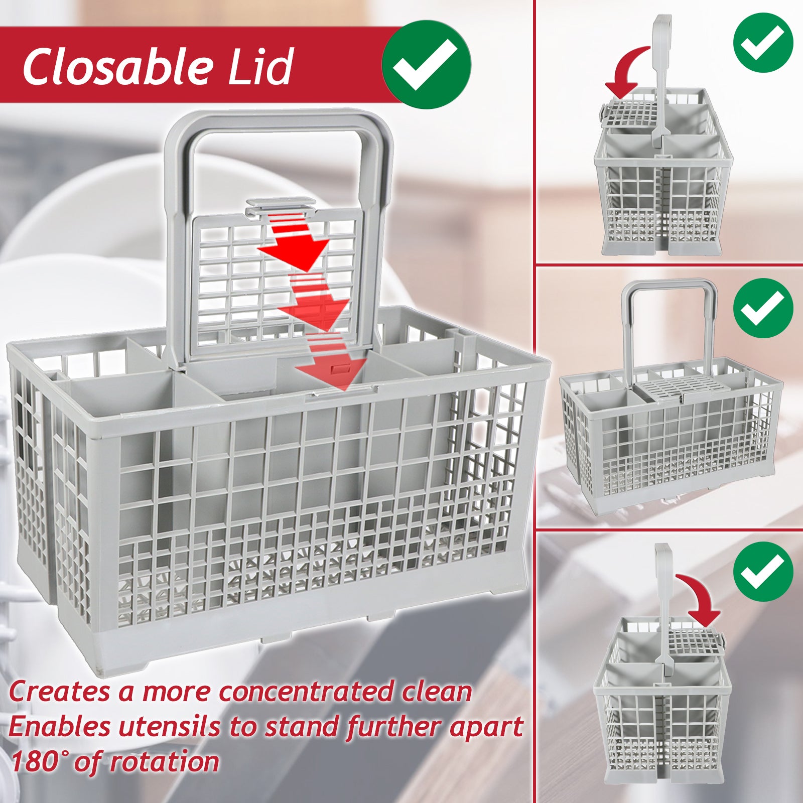 Cutlery Basket Caddy Cage for AEG Dishwasher (Removable Handle, 240mm)