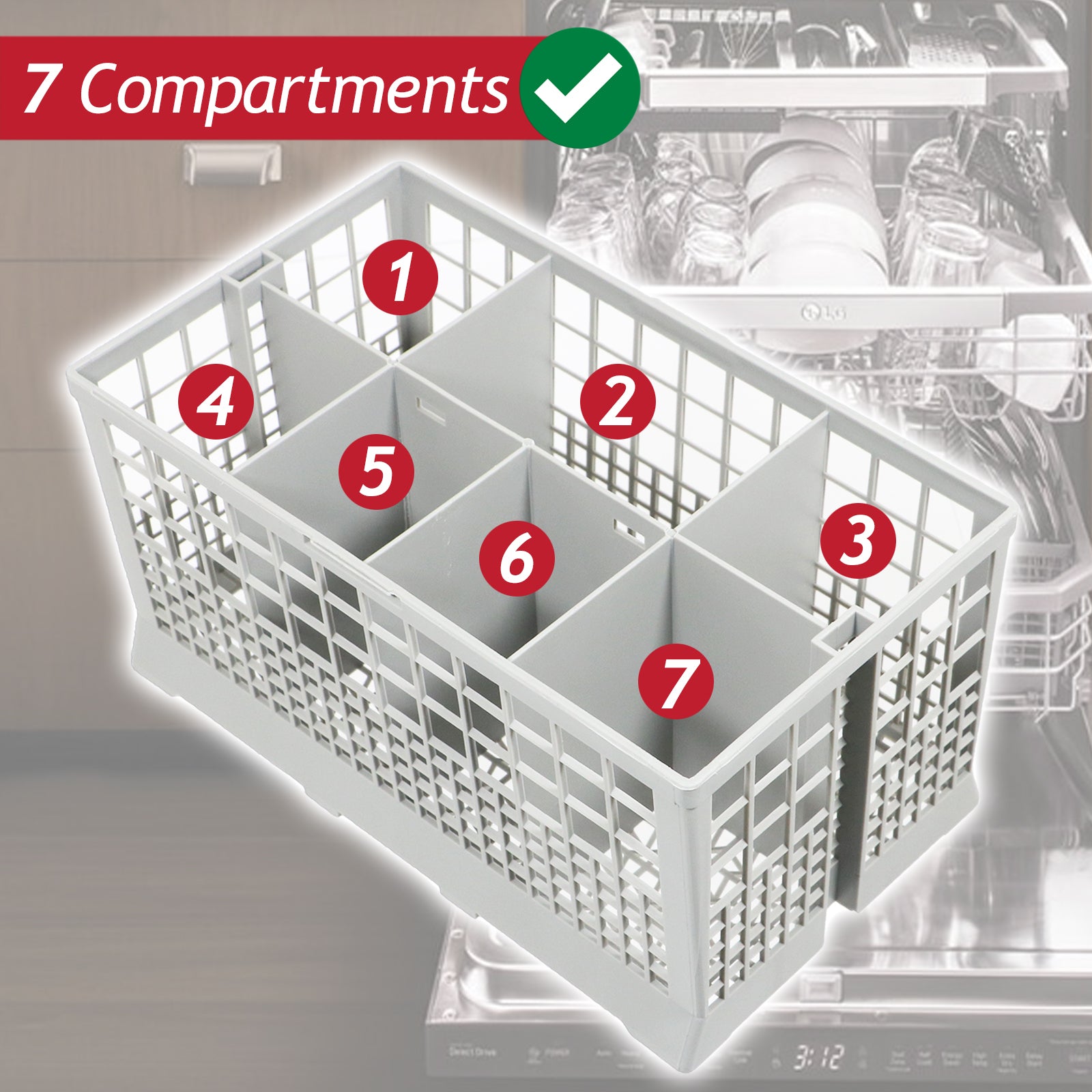 Cutlery Basket Caddy Cage for Comfee' Dishwasher (Removable Handle, 240mm)