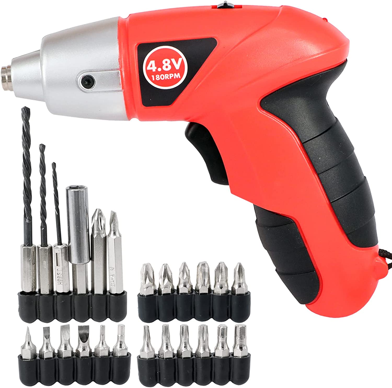 SPARES2GO 4.8v Cordless Rechargeable Electric Screwdriver Combi Drill & Bit Set