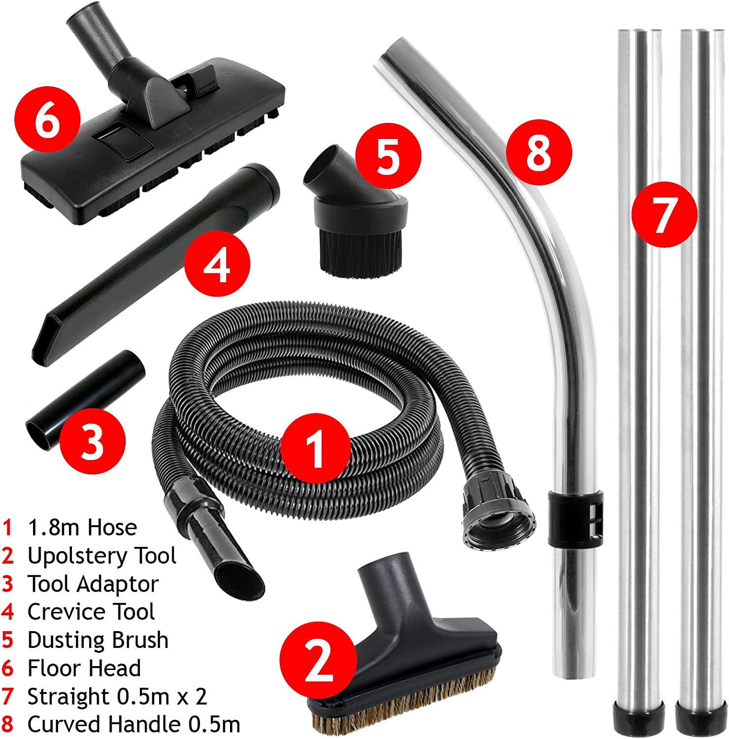 SPARES2GO Hose & Tool Kit for Numatic Henry Hetty James Vacuum Cleaner Hoover (2.5m)