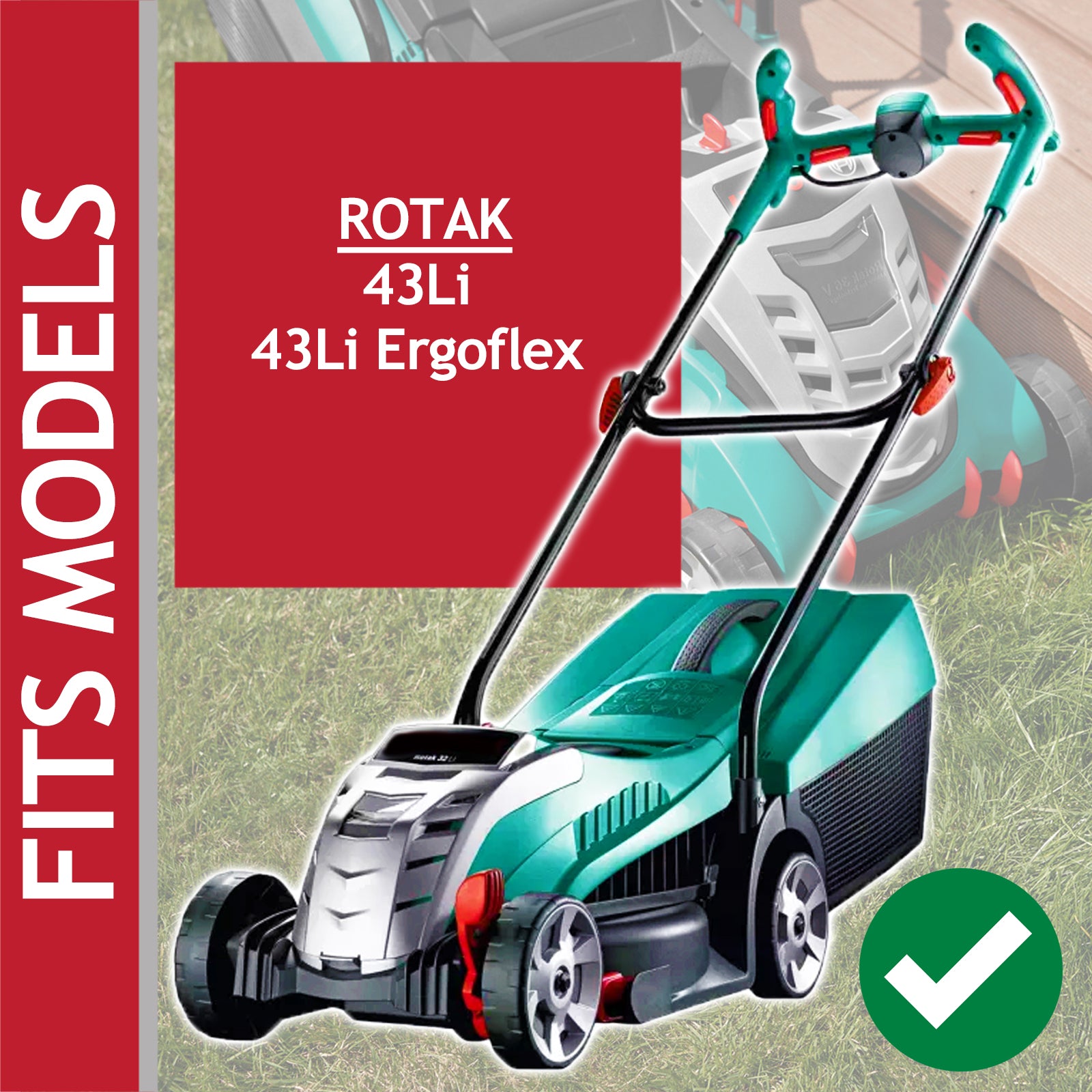 Blade for Bosch Rotak 43Li Ergoflex Lawnmower 43cm Metal Powder Coated Grass Mower Cutter