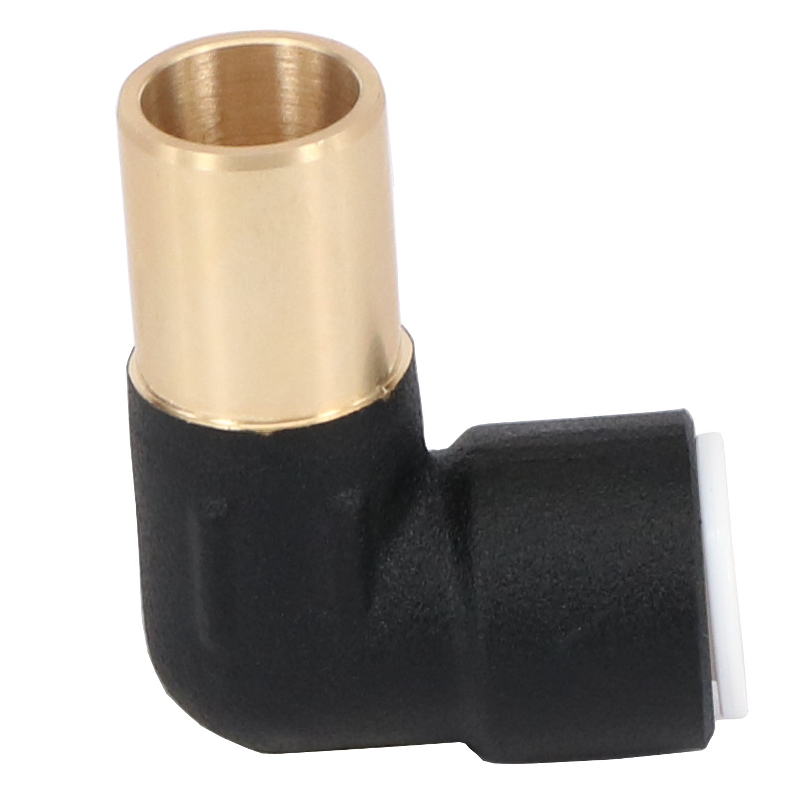 Radiator Valve Reducing Elbow Stem Compression 15mm x 10mm Pushfit Black 2 x Valves