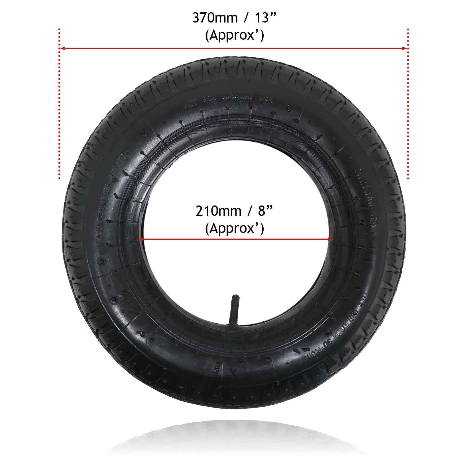 Wheelbarrow Wheel Tyre and Inner Tube - 3.50-8, 35PSi (Pack of 2 Tyres)