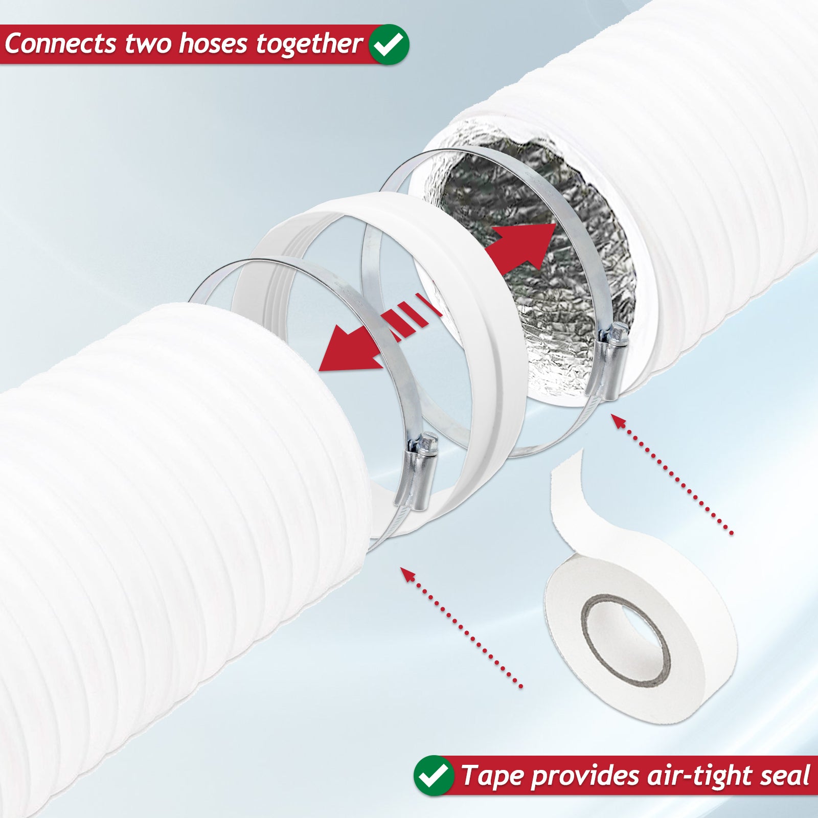 UNIVERSAL Cooker Hood Vent Hose Extractor Pipe Insulated Extension Pipe + Clips 3m 125mm 5"