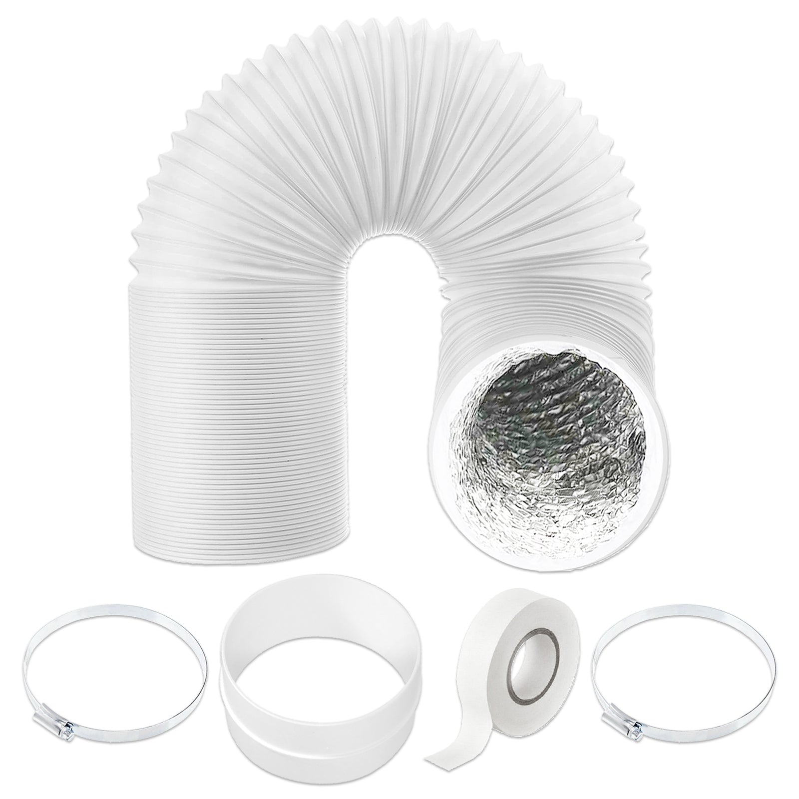 UNIVERSAL Cooker Hood Vent Hose Extractor Pipe Insulated Extension Pipe + Clips 3m 125mm 5"