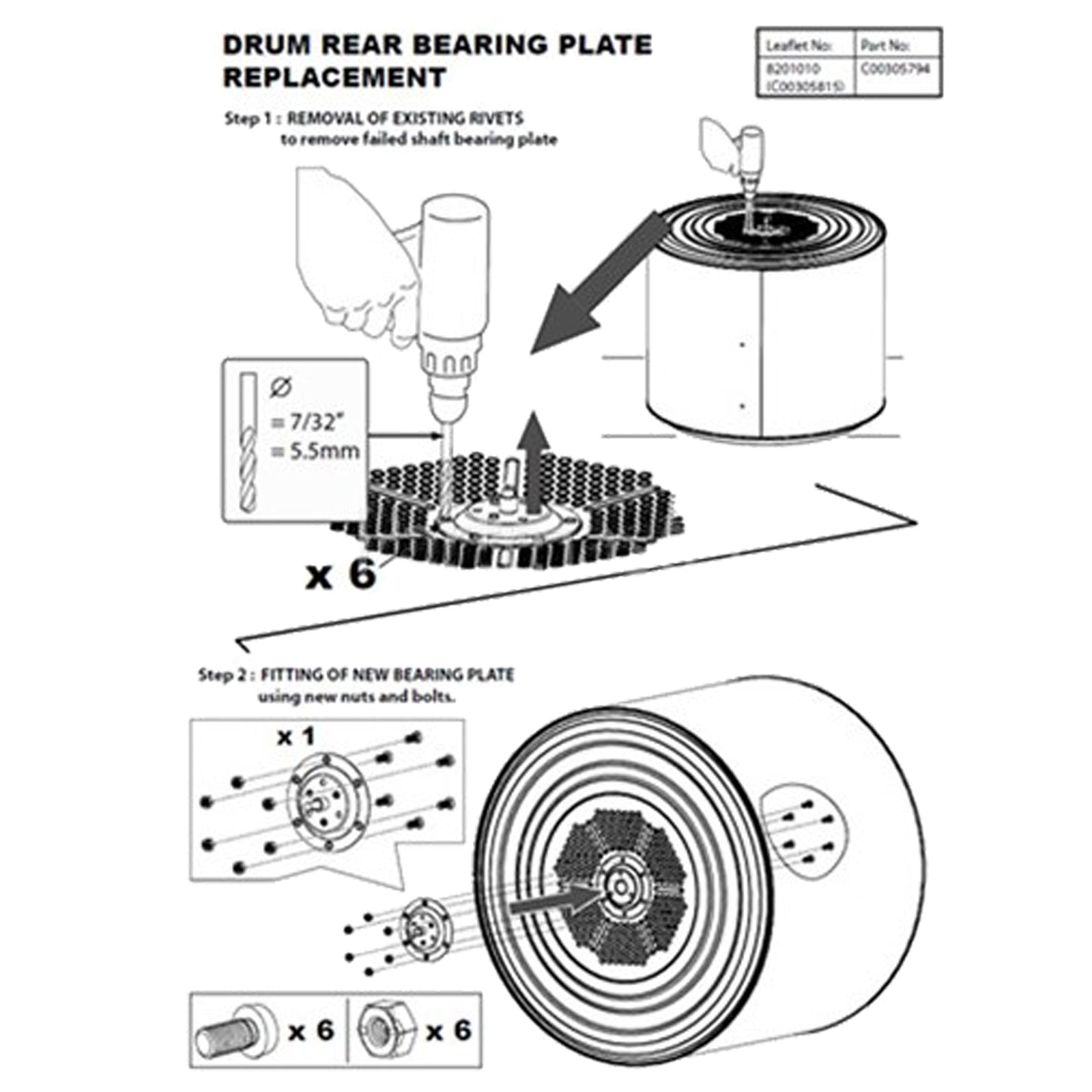 Tumble Dryer Drum Shaft Repair Kit Riveted Bearing for ARISTON Tumble Dryer