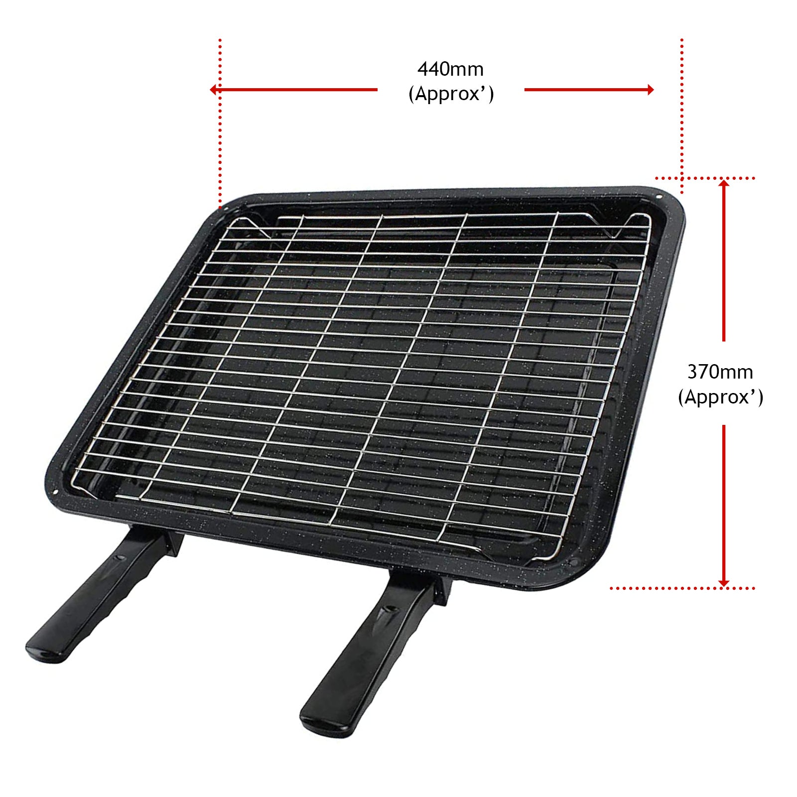 SPARES2GO Small Grill Pan UNIVERSAL Rack Detachable Handle for