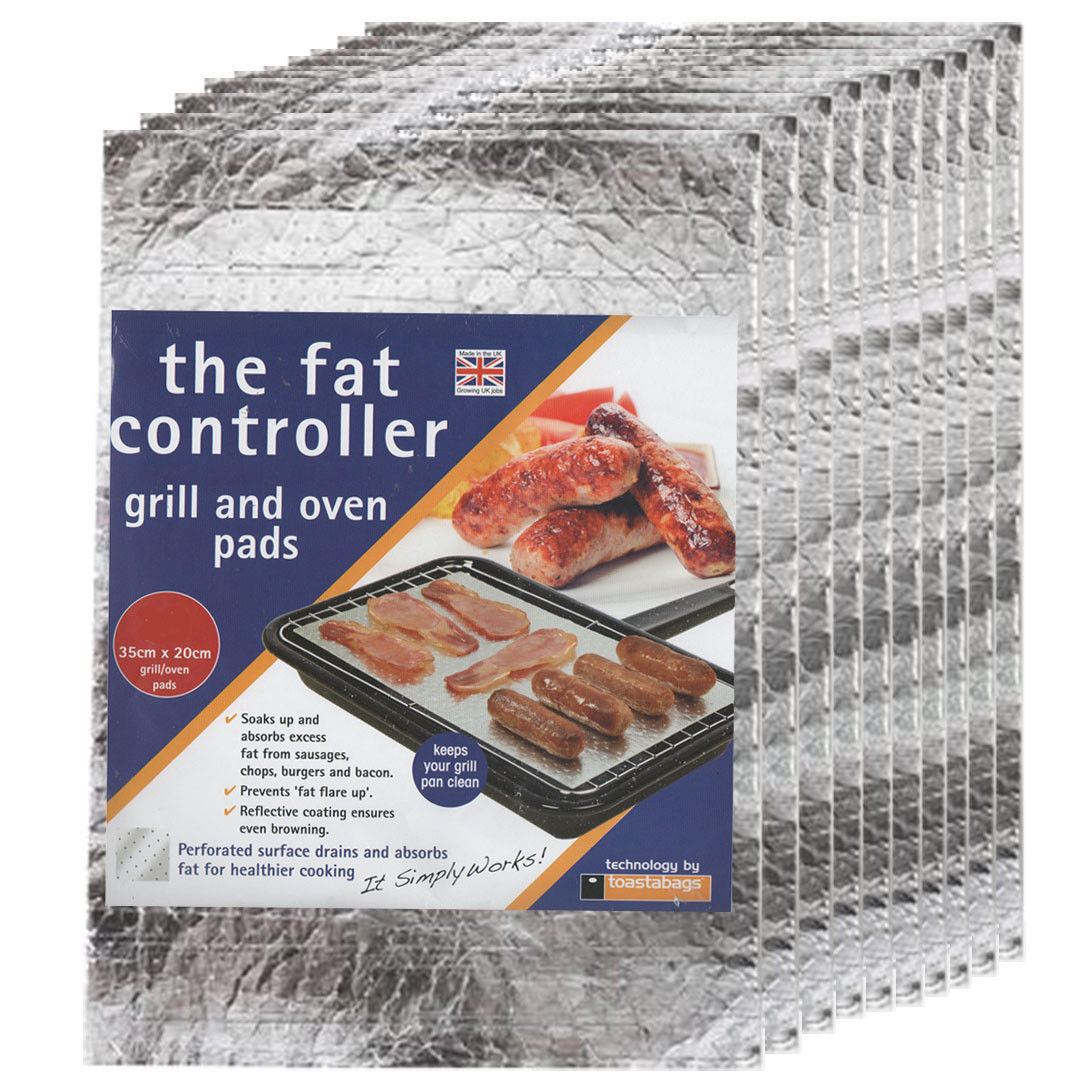 10 x THE FAT CONTROLLER Grill Pan & Oven Protective Grease Absorbant Tray Pads