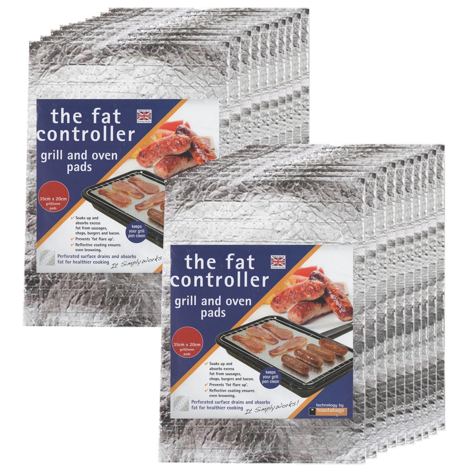 20 x THE FAT CONTROLLER Grill Pan & Oven Protective Grease Absorbant Tray Pads