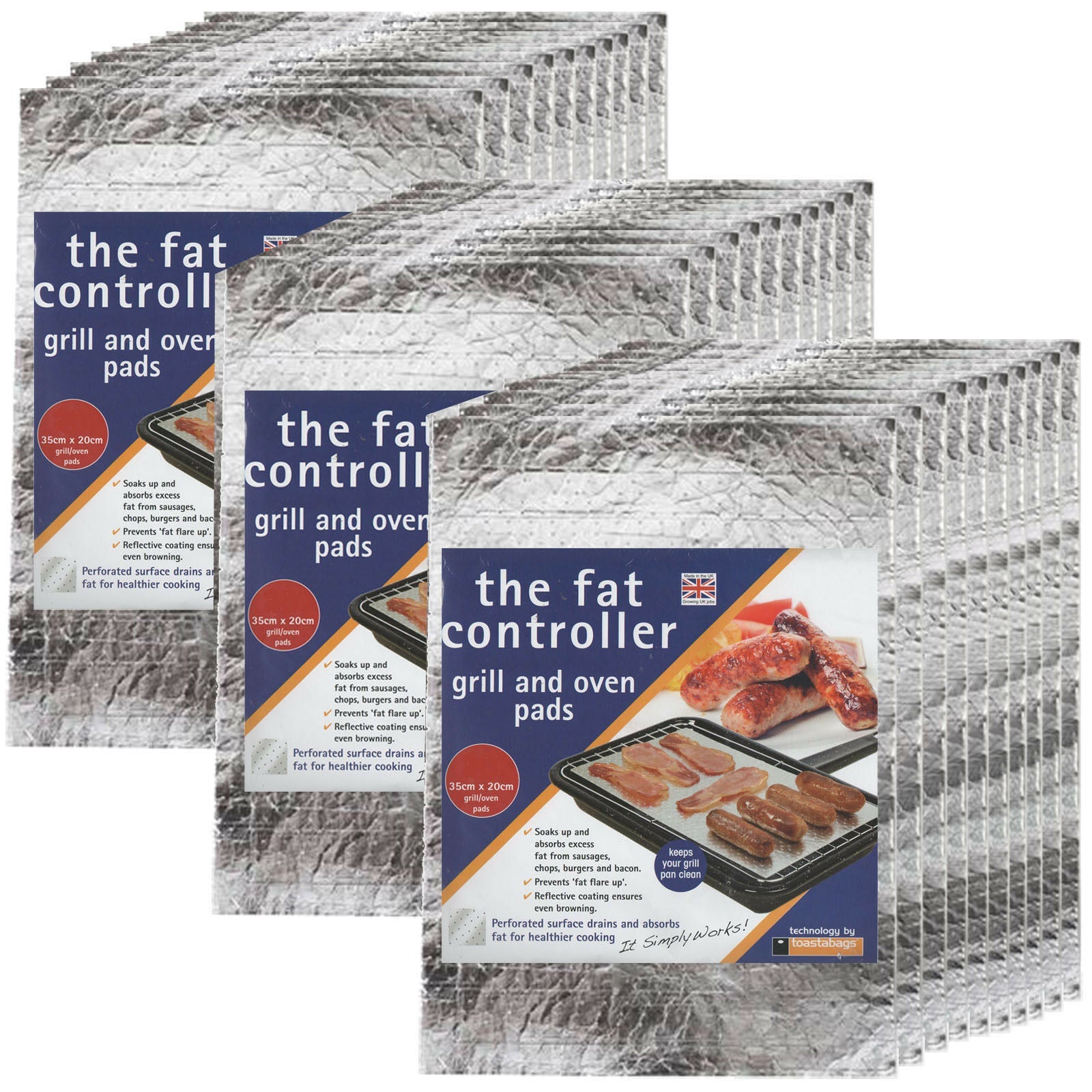 30 x THE FAT CONTROLLER Grill Pan & Oven Protective Grease Absorbant Tray Pads