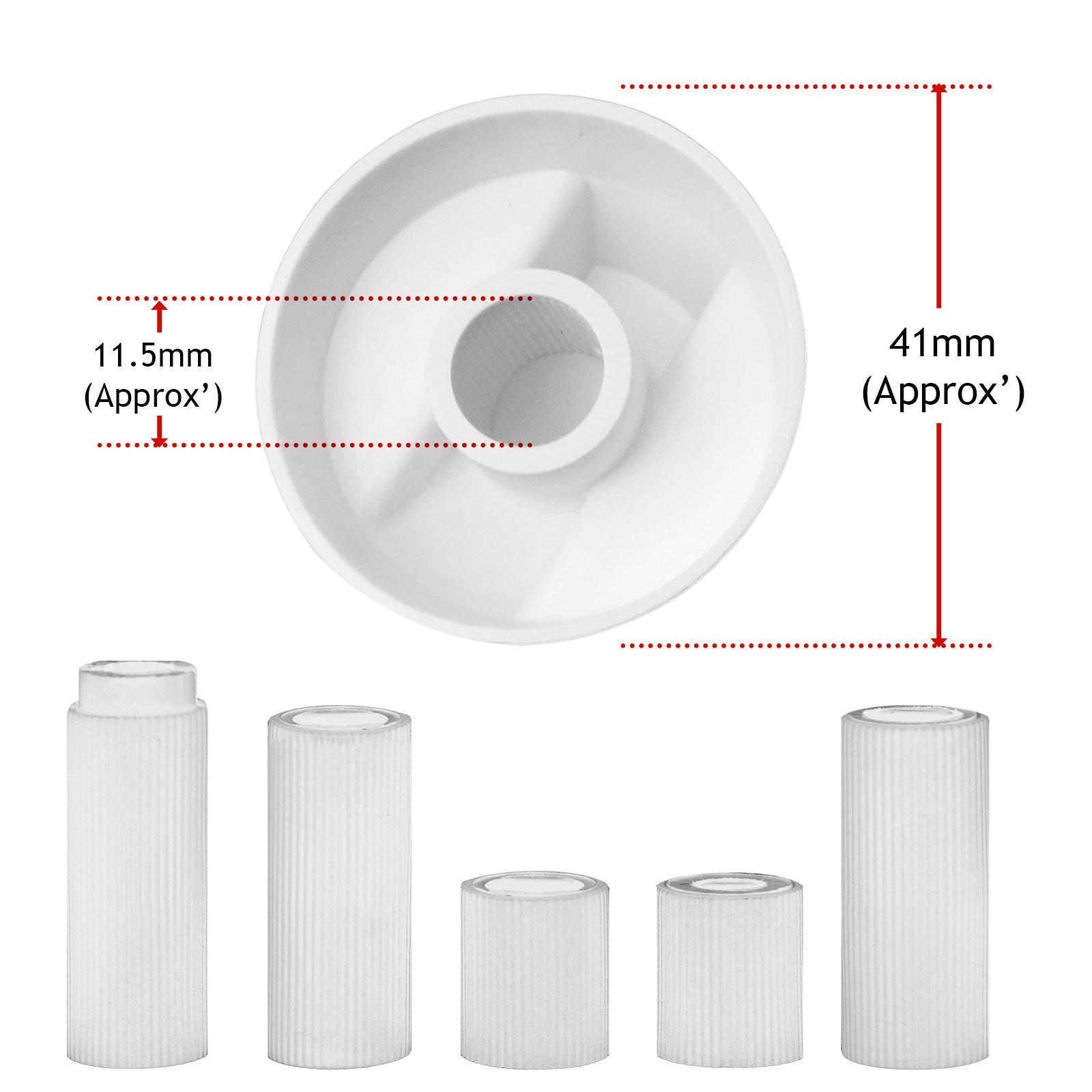 UNIVERSAL White CONTROL KNOB & ADAPTORS for GORENJE Cooker Oven Hob x 4