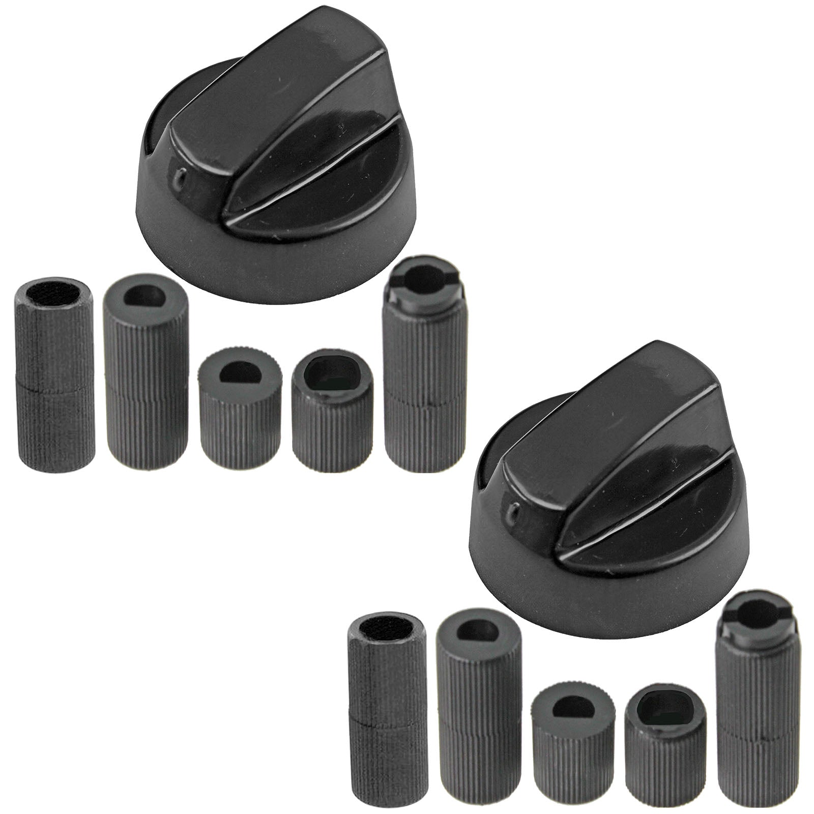 UNIVERSAL Black CONTROL KNOB & ADAPTORS for PROLINE Cooker Oven Hob x 2