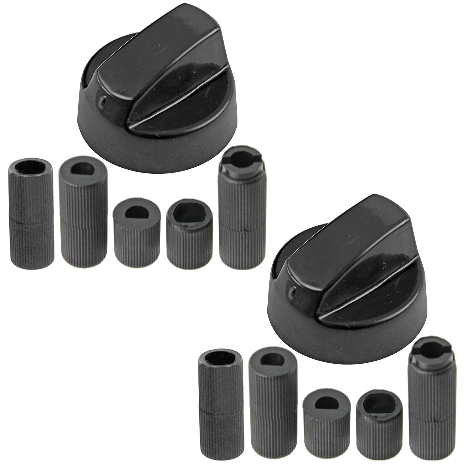 UNIVERSAL Black CONTROL KNOB & ADAPTORS for IGNIS Cooker Oven Hob x 2