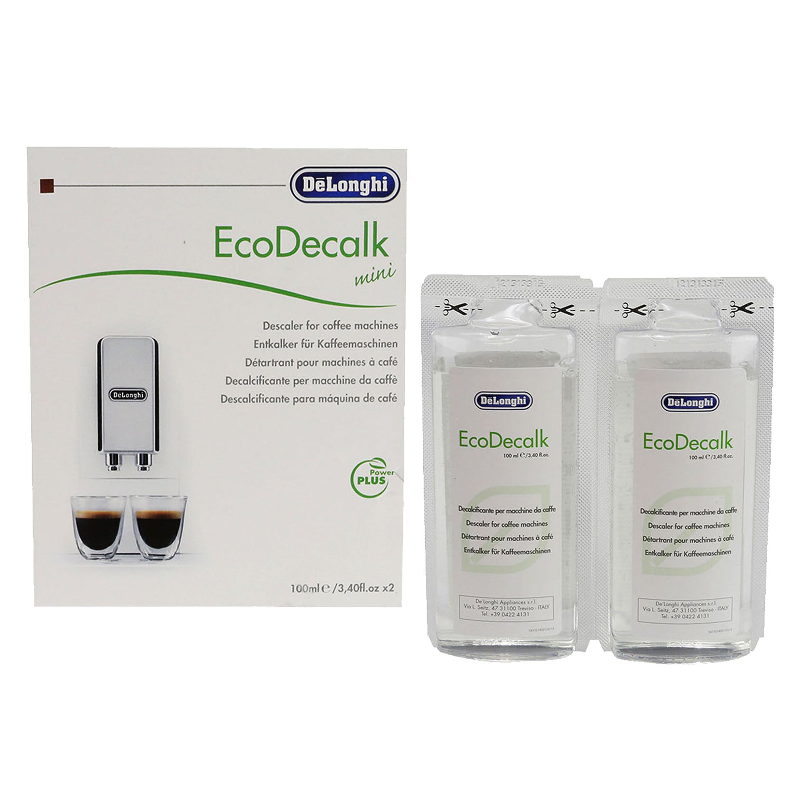 2 x DELONGHI NOKALK Coffee Maker Natural DESCALER 2 x 100ml