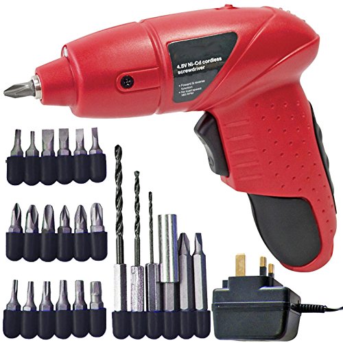 SPARES2GO 4.8v Cordless Rechargeable Electric Screwdriver Combi Drill & Bit Set