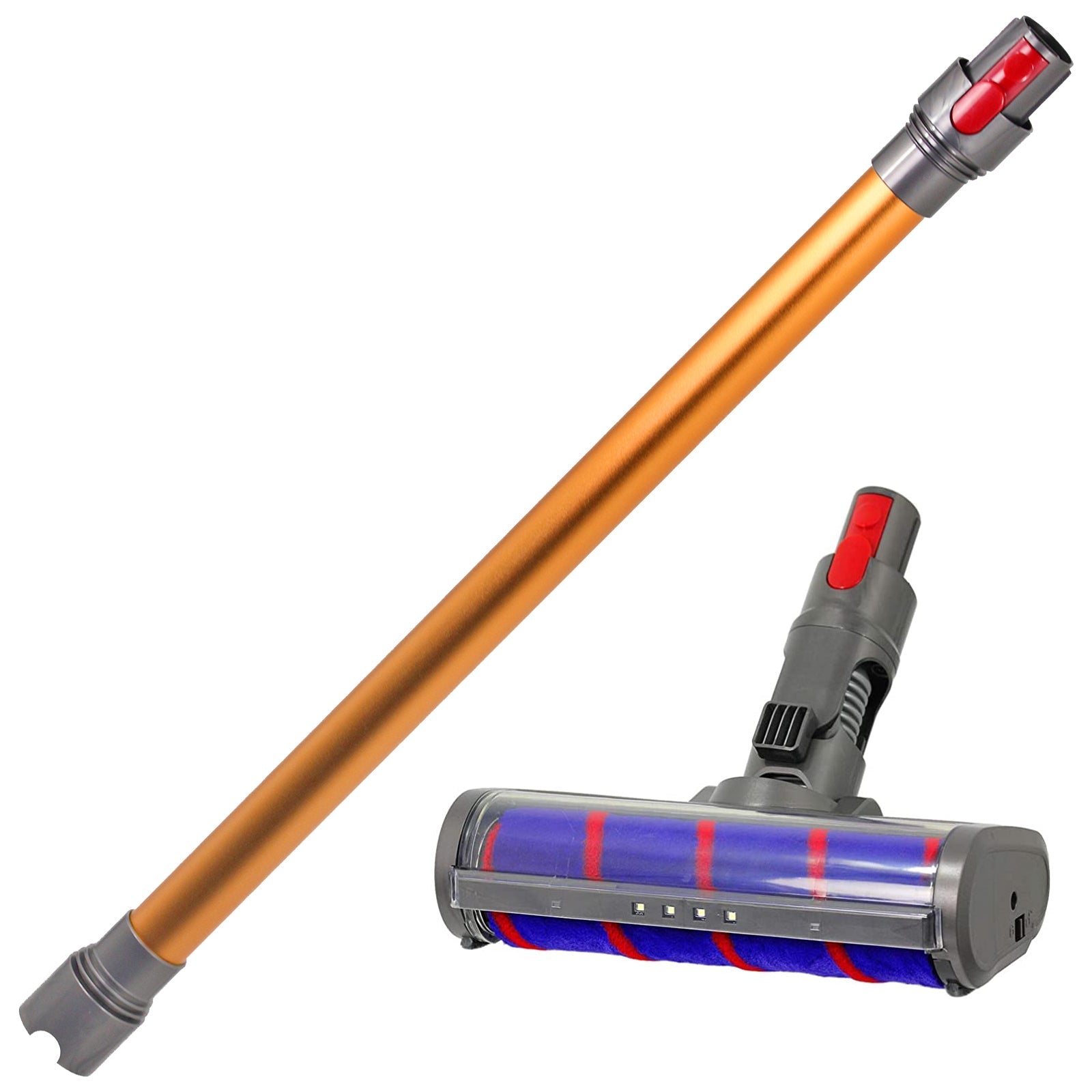 Soft Roller Hard Floor Turbine Tool for Dyson V7 SV11 Vacuum + Orange Rod Wand