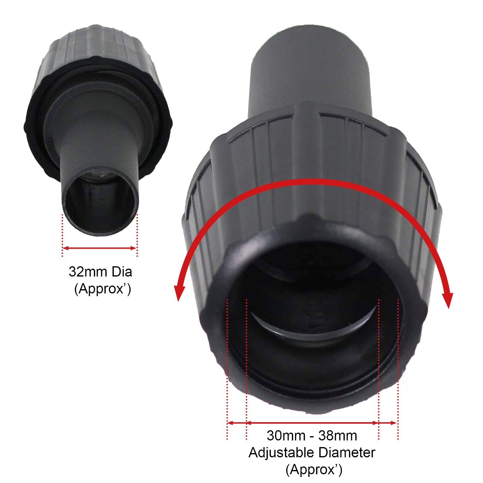 Universal Vacuum Cleaner Rod / Hose Adaptor Nozzle (Adjustable Between 30-38mm)