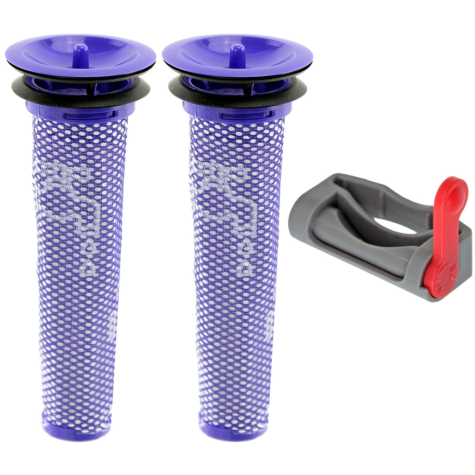 Washable Pre-Motor Stick Filter + Trigger Lock for Dyson V6 V7 V8 Vacuum Cleaner (Pack of 2 Filters)
