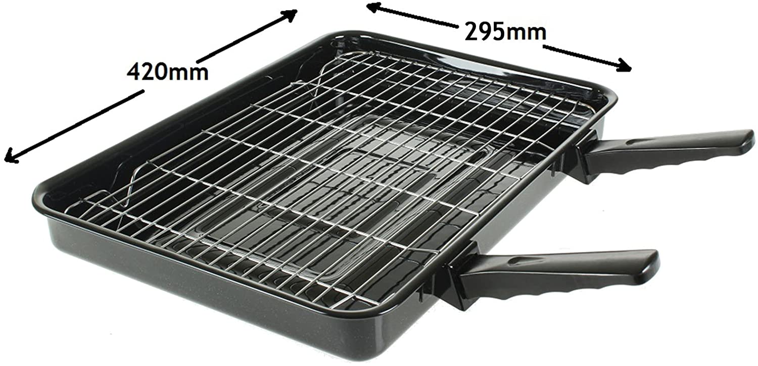 Medium Grill Pan, Rack & Dual Detachable Handles with Adjustable Shelf for Oven Cookers