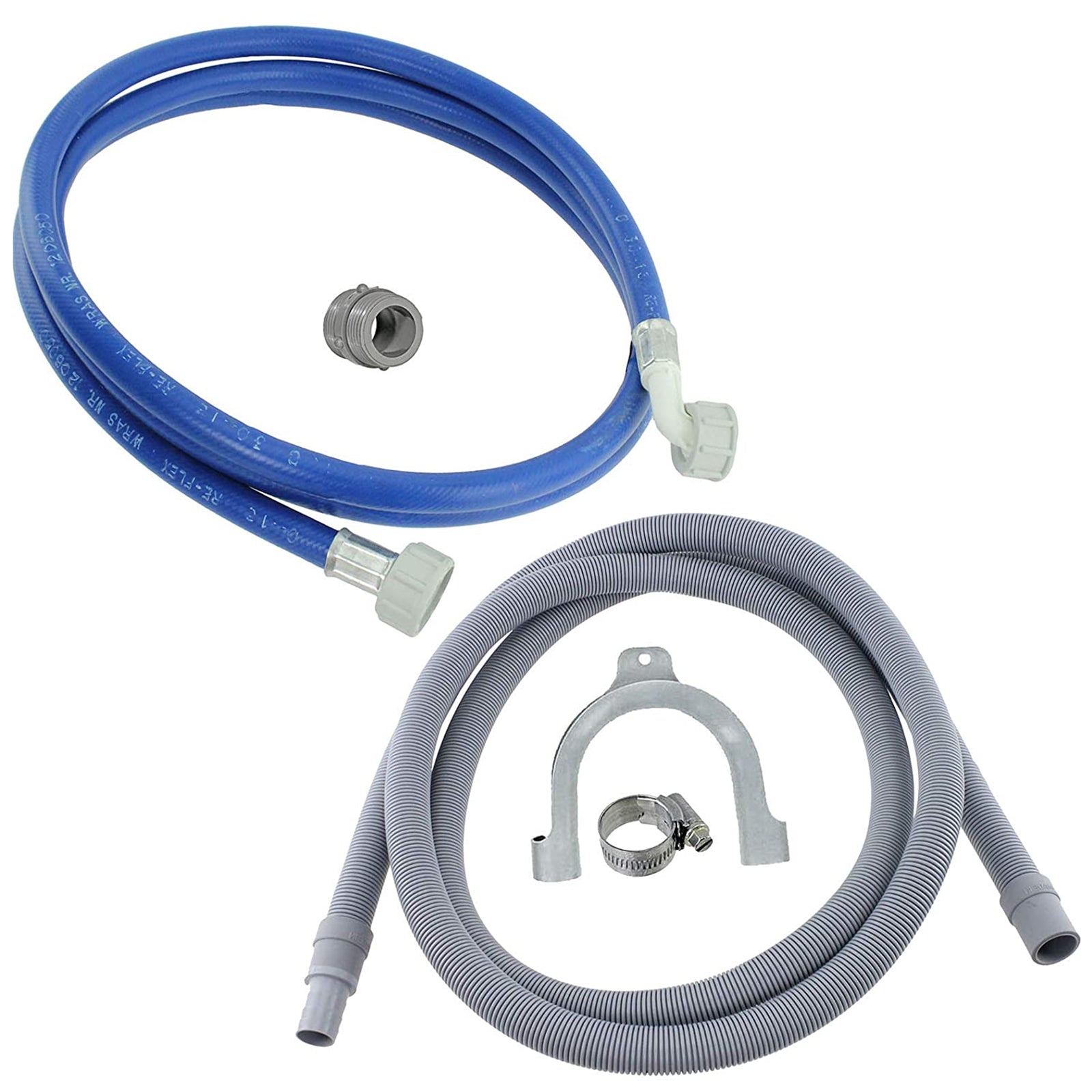 Water Fill Pipe & Drain Hose Extension Kit for Electrolux Washing Machine Dishwasher (2.5m, 18mm / 22mm)