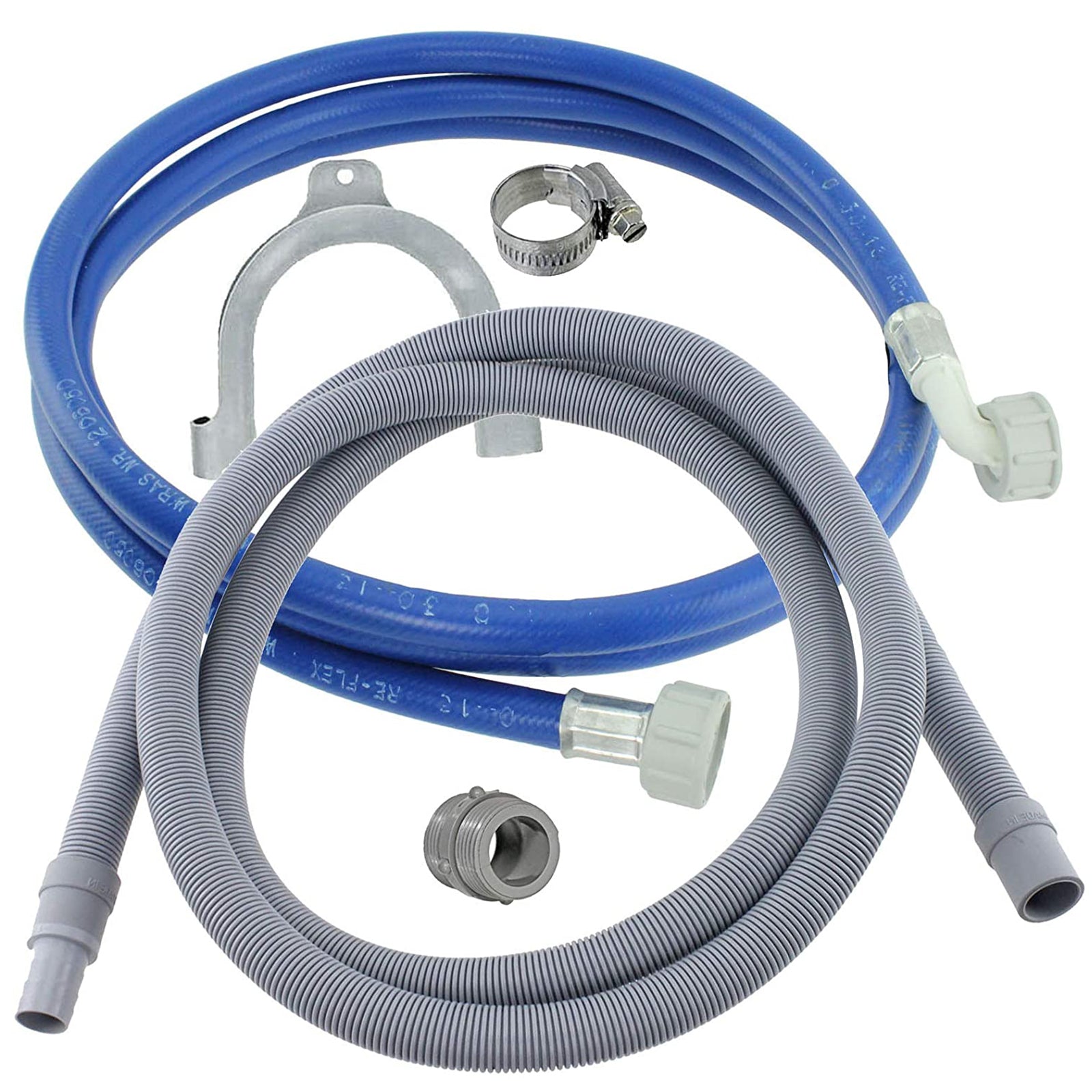 Water Fill Pipe & Drain Hose Extension Kit for Logik Washing Machine Dishwasher (2.5m, 18mm / 22mm)