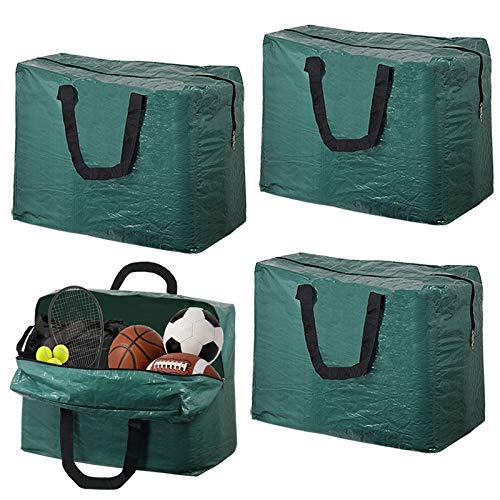 Sports Kit Football Balls Rugby Hockey Cricket Tennis Zipped Storage Bag (Pack of 4, Green, 75L)