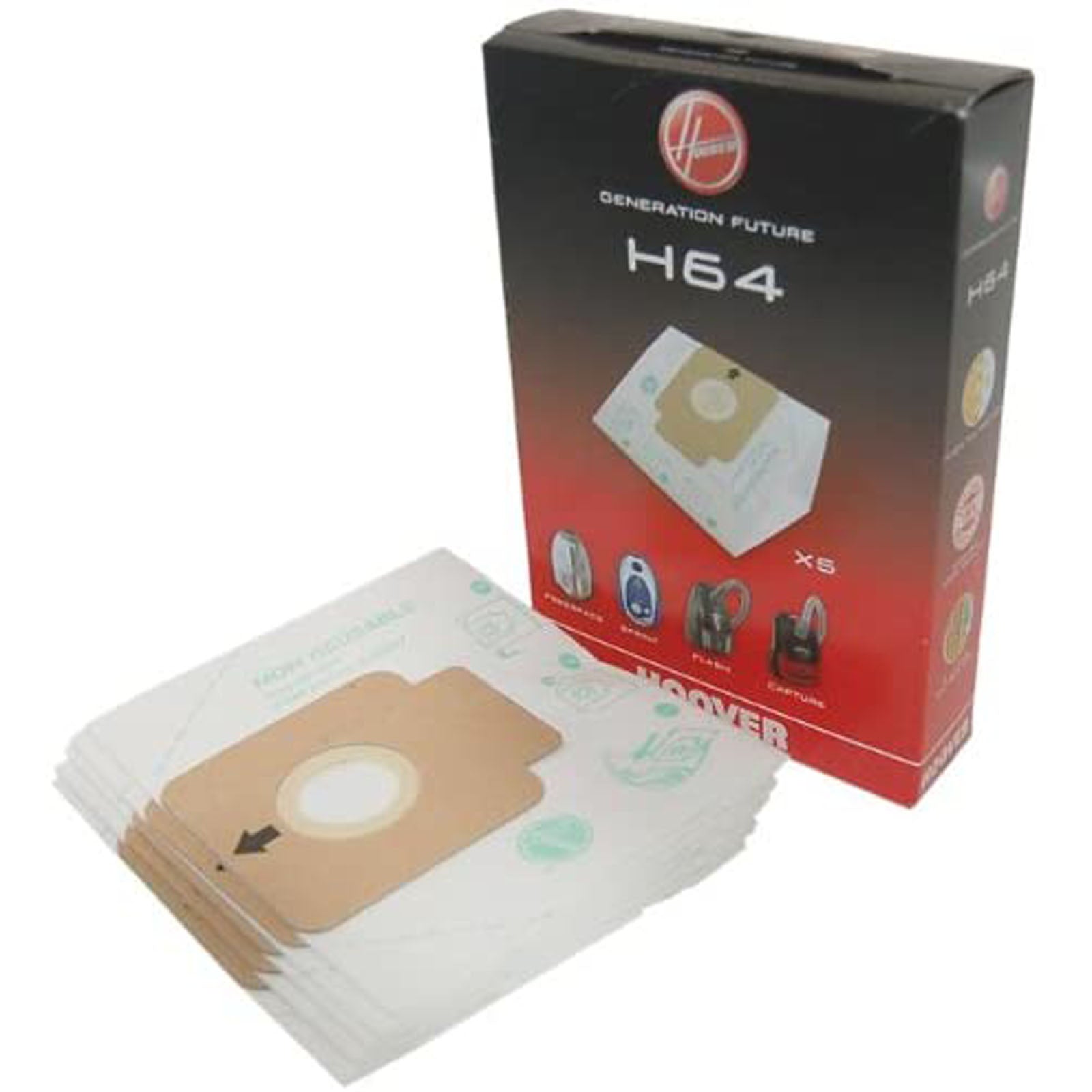 HOOVER Vacuum Cleaner H64 Dust Bag Genuine Freespace Sprint Flash Capture Cylinder 09200245 (Pack of 4) + 20 Fresheners