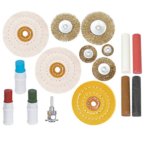 Complete Metal Cleaning, Polishing & Buffing Kit for Drill + 4 Piece Compound Set + Wire Brush Wheels