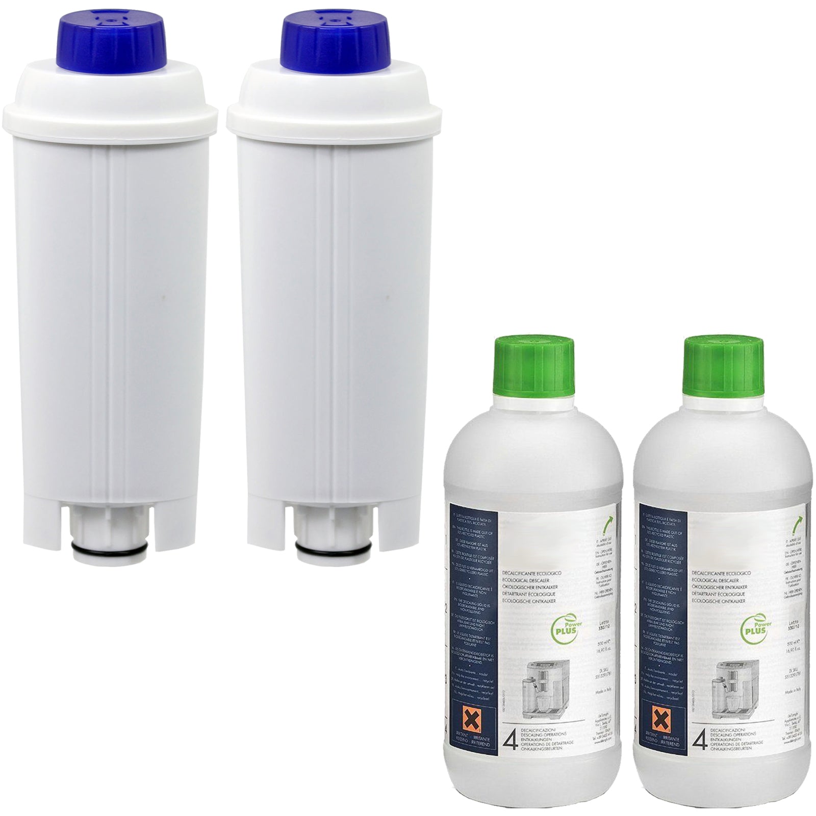 Water Filter x 2 + Eco Descaler 1L for DELONGHI Coffee Machine DLS C002 SER3017 ECAM BCO410 EC800