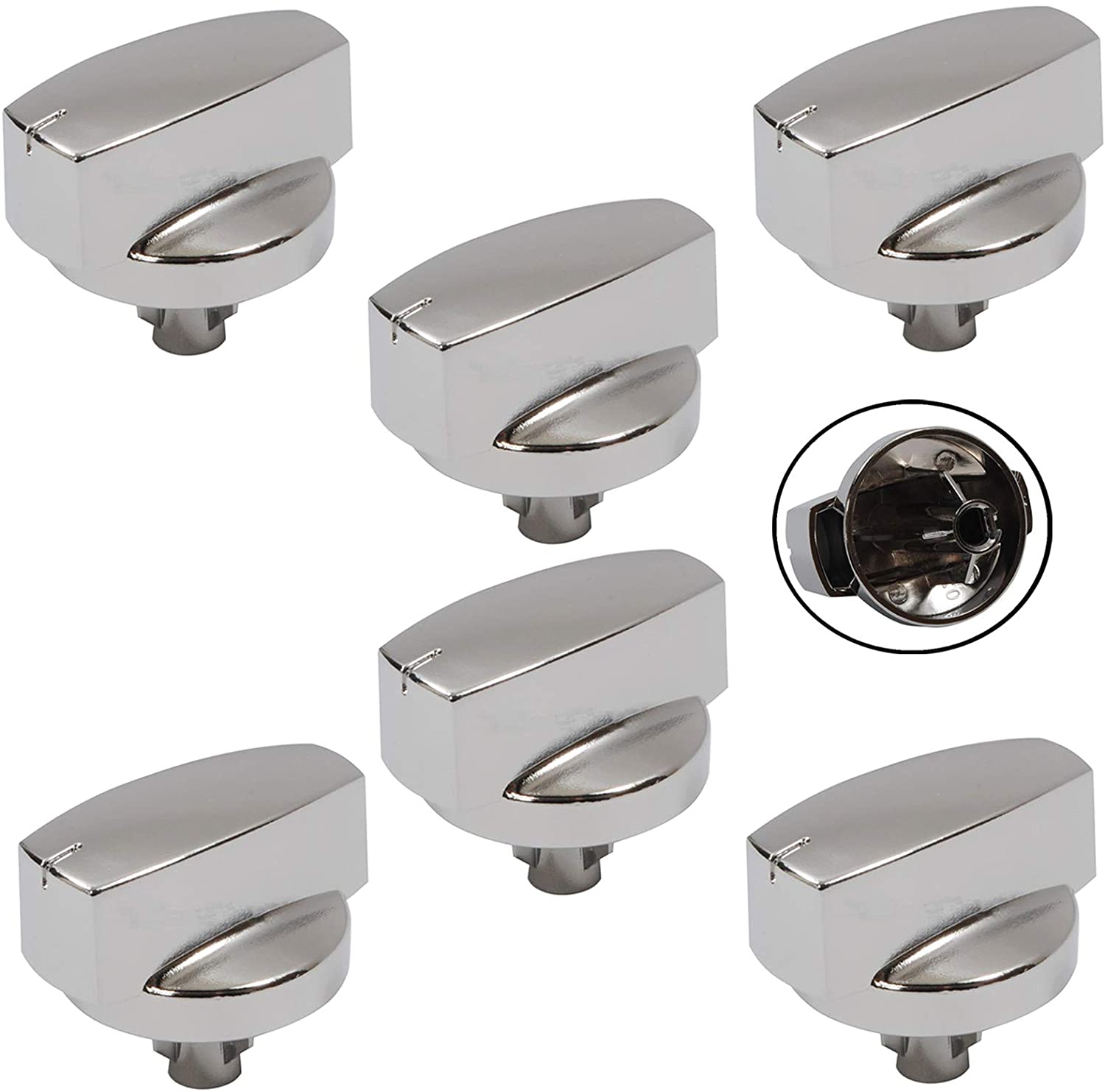 BELLING Oven Cooker Knob Function Control Switch 444445412 444445413 1000DF (Silver/Chrome) Pack of 6