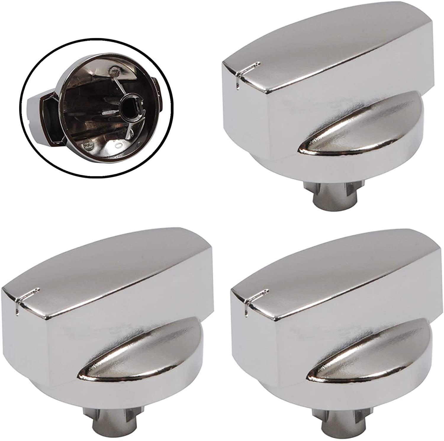 STOVES Oven Cooker Knob Function Control Switch 444445412 (Silver/Chrome) Pack of 3