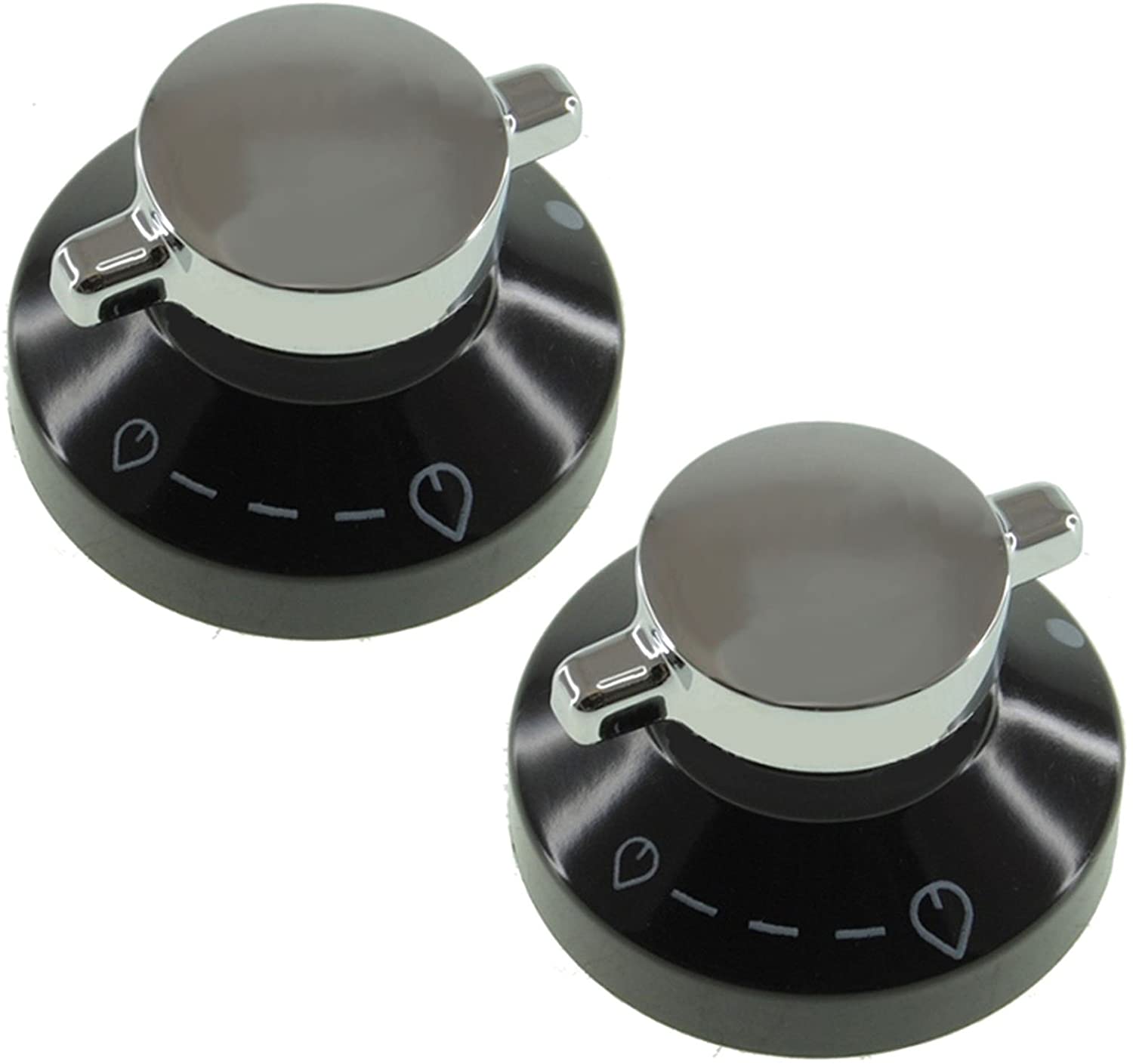 2 x Black Silver Knob Switch for GLEN DIMPLEX Gas Oven Cooker Grill Hob