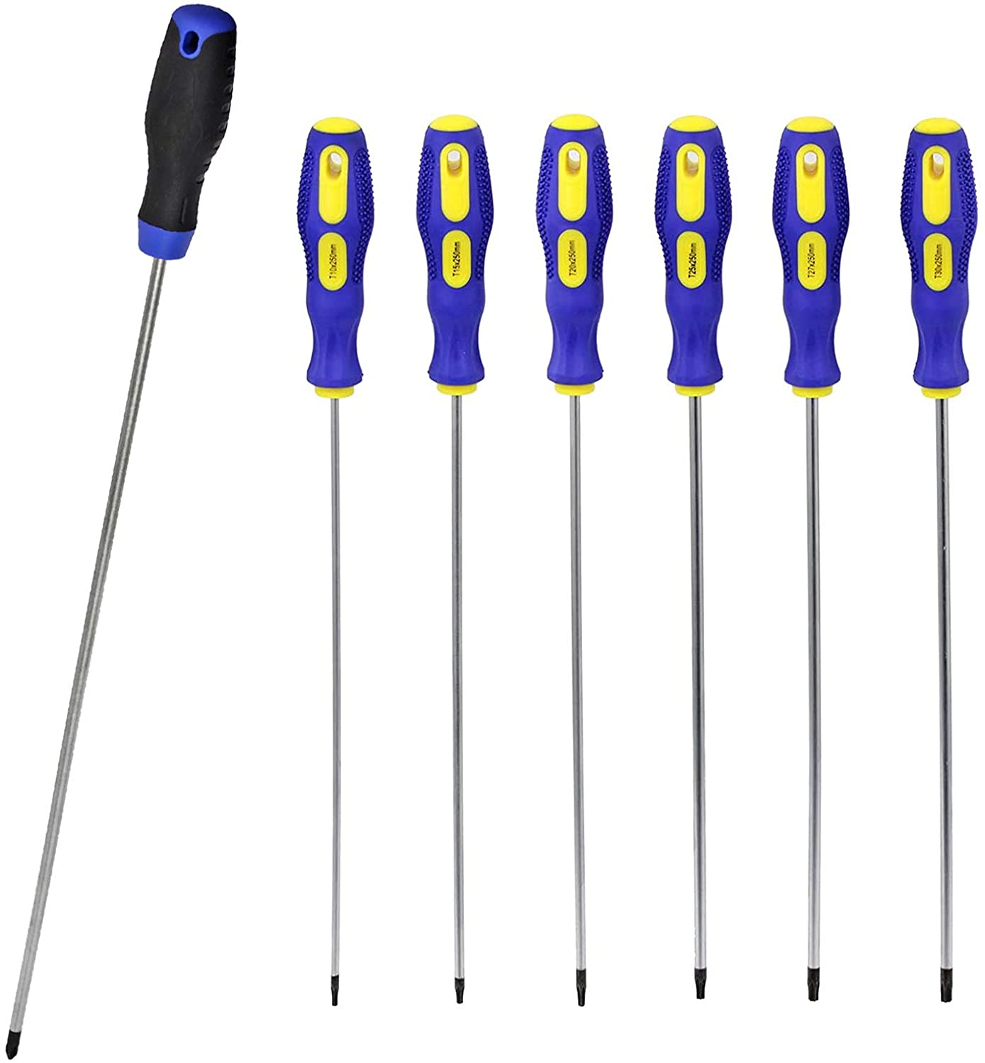 Screwdriver Set Extra Long Reach CRV Magnetic Tip Star Torx, Phillips (7 Piece 360 / 400mm)