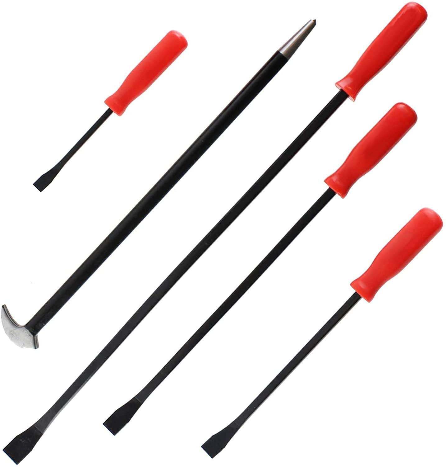 10 Piece Crowbar Long Wrecking Crow Bar Rod Steel Flat Pry Large Set + Goggles