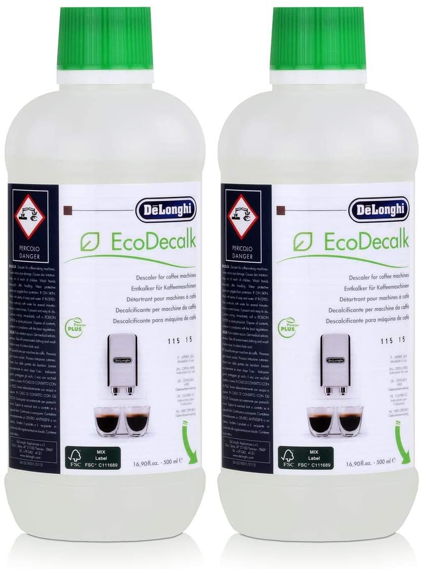 DELONGHI Descaler Fluid Magnifica Espresso Coffee Maker Machine 2 x 500ml Bottle