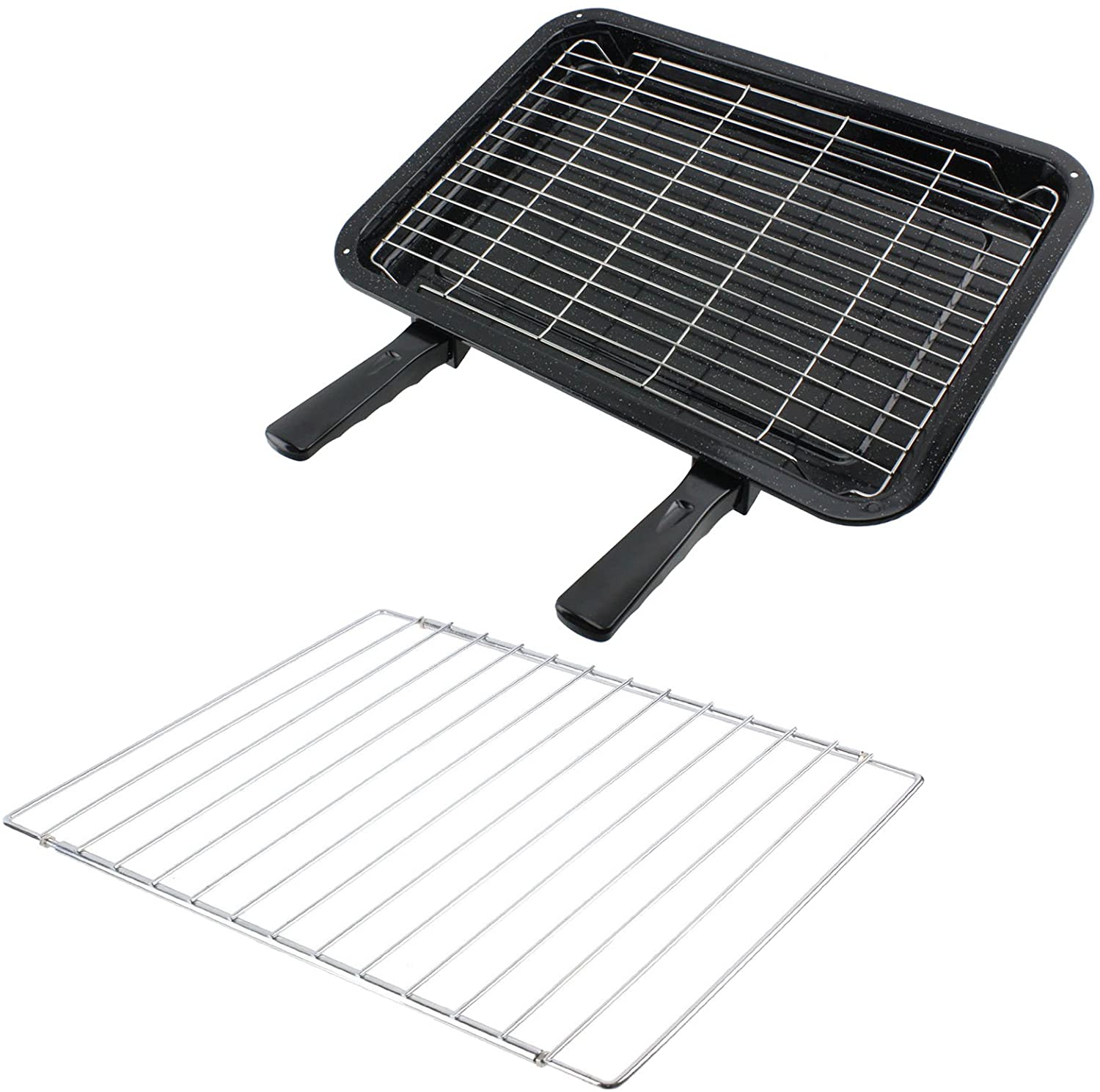 Medium Grill Pan, Rack & Dual Detachable Handles with Adjustable Shelf for ELECTROLUX Oven Cookers