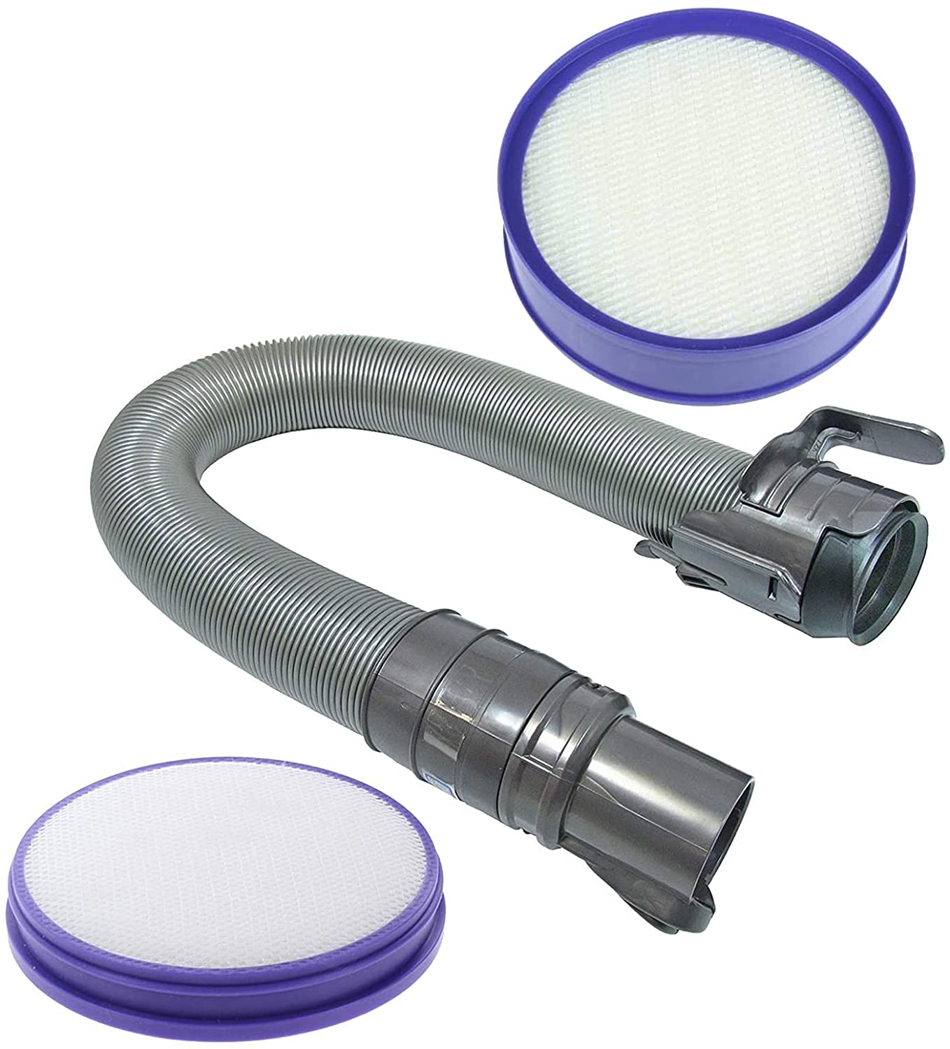 Vacuum Filter Kit + Reinforced Hose for Dyson DC27 Animal All Floors (Grey/Steel) Pre & Post Motor