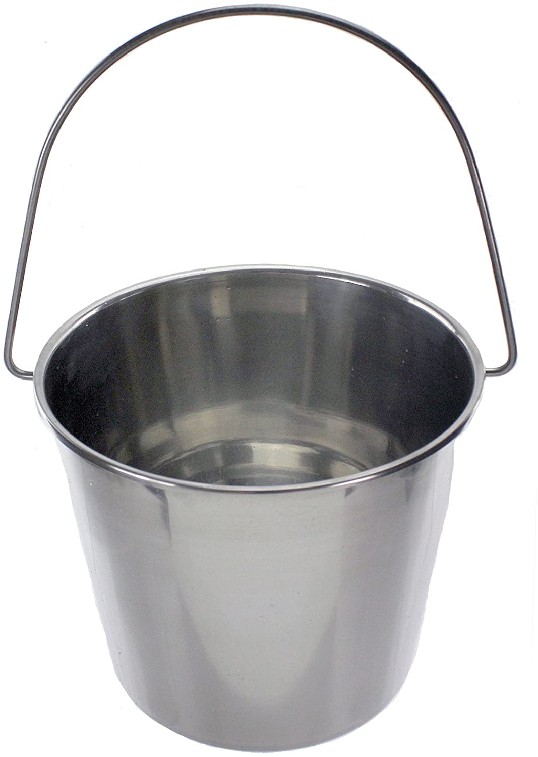 12 Litre Stainless Steel Handled Pail Bucket (Silver, Set of 2 Buckets)