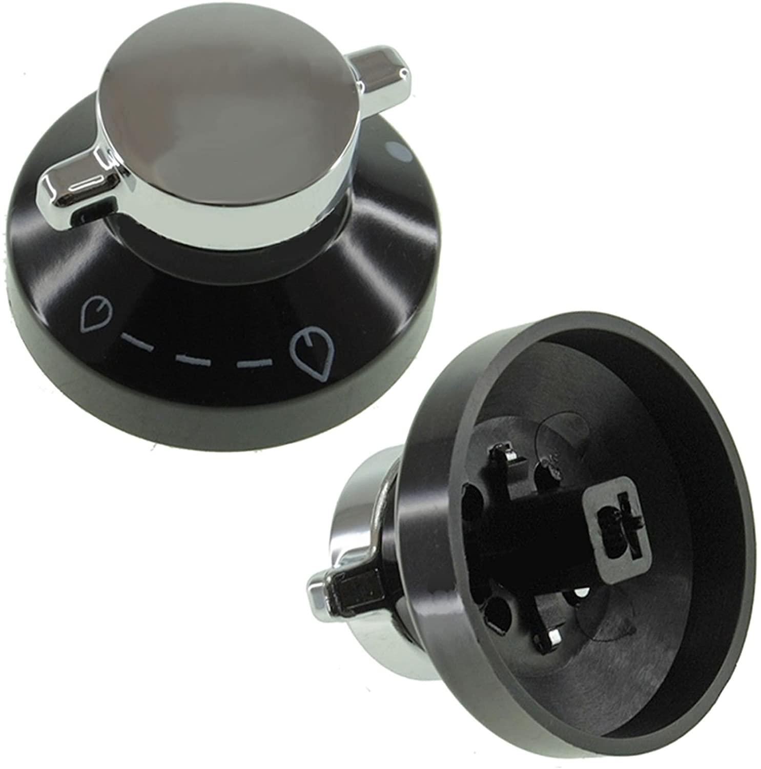 Gas Flame Control Knob for NEW WORLD Ovens & Cookers (Pack of 2 x Silver / Black)