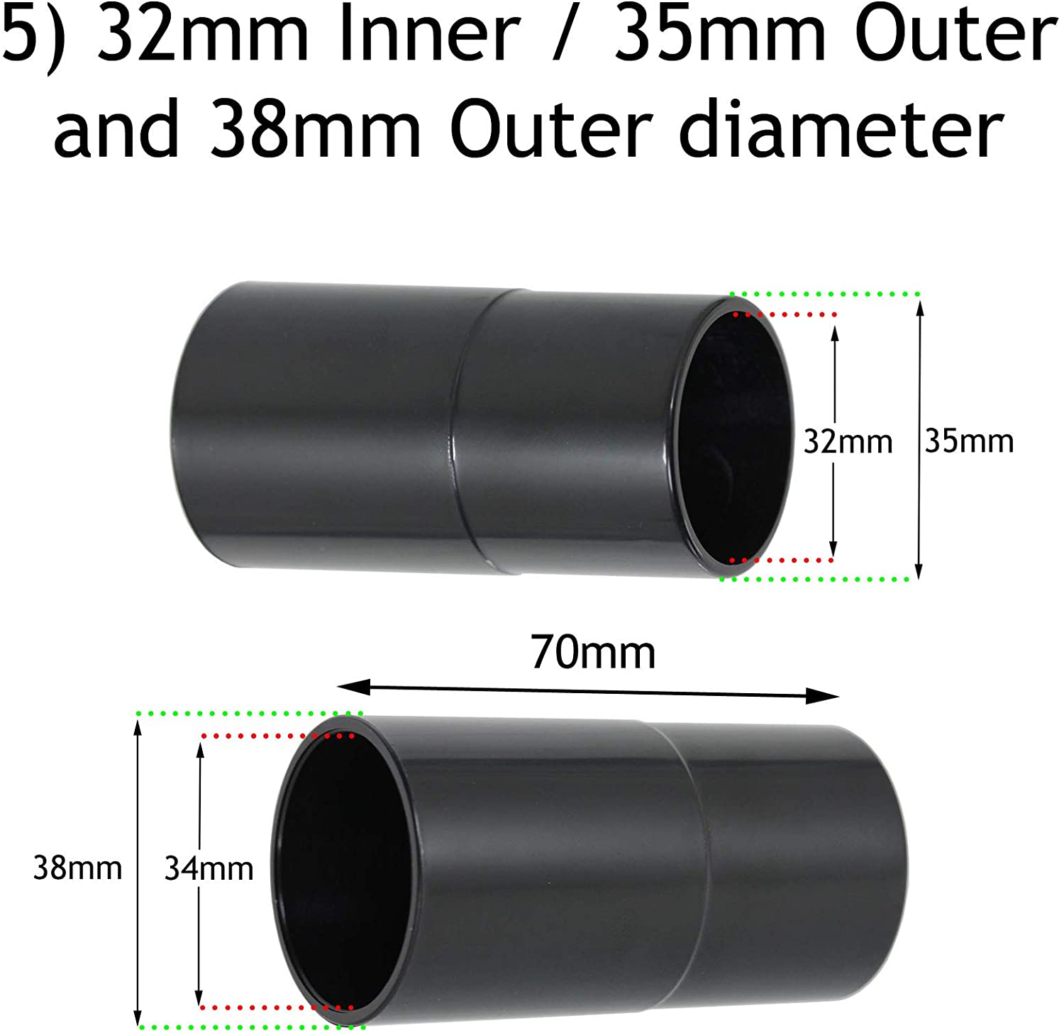 SPARES2GO 30mm 32mm 35mm 38mm Sander Planer Dust Extractor Power Tool Adapters for Titan Vacuum Cleaners (Pack of 10)