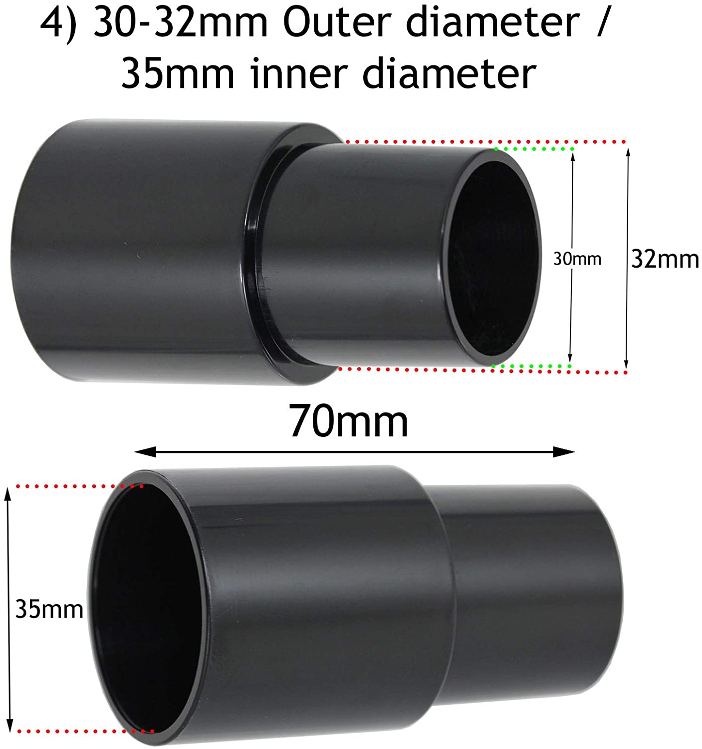 SPARES2GO 30mm 32mm 35mm 38mm Sander Planer Dust Extractor Power Tool Adapters for Titan Vacuum Cleaners (Pack of 10)