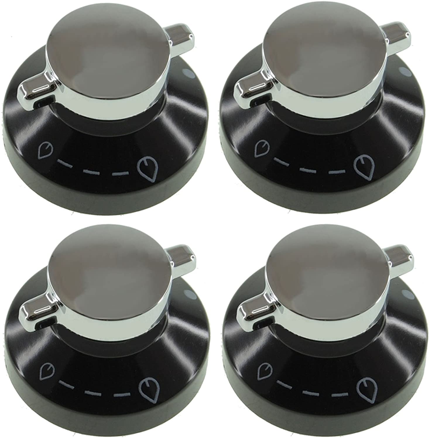 4 x Black Silver Knob Switch for GLEN DIMPLEX Gas Oven Cooker Grill Hob