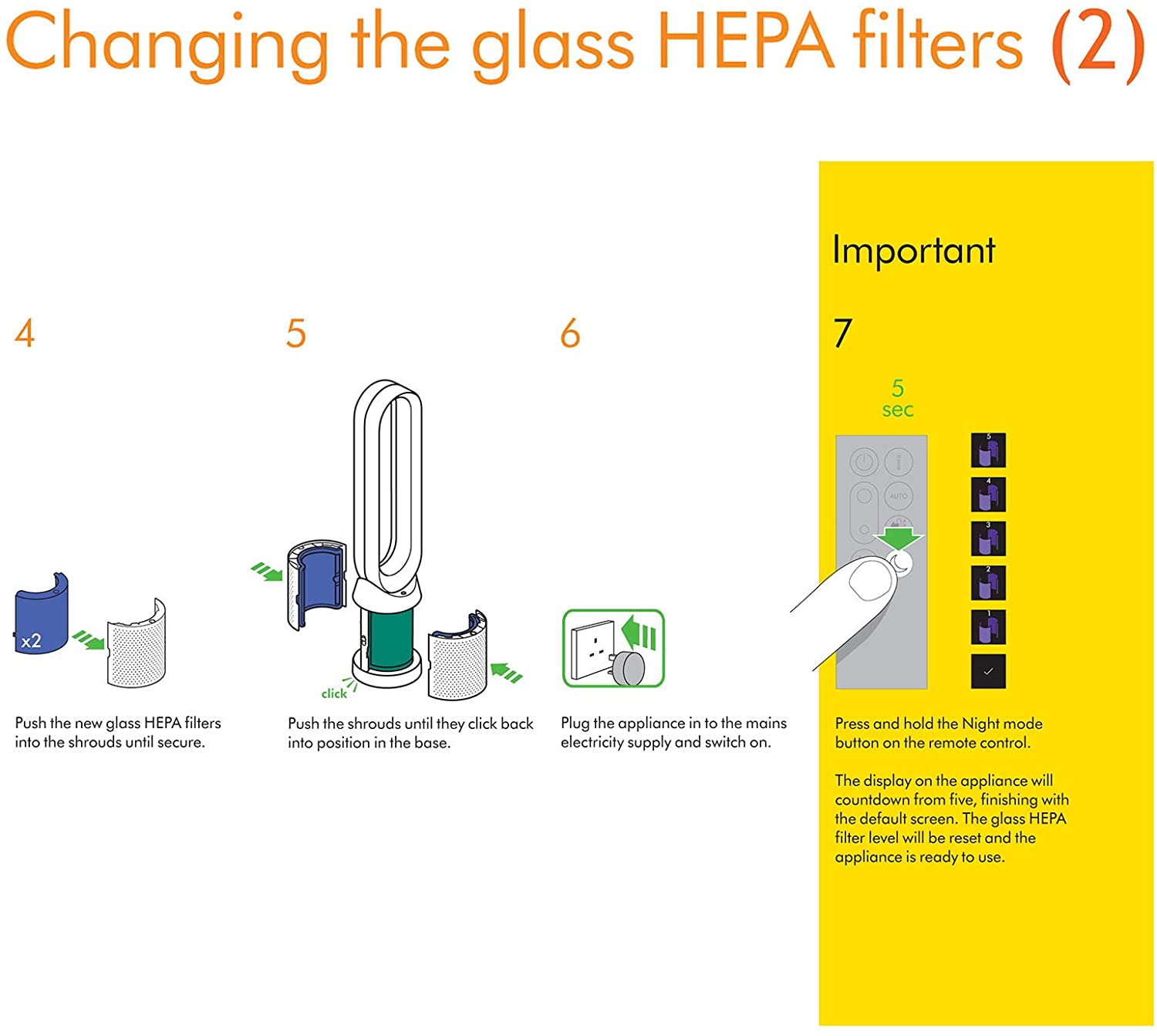HEPA + Carbon Filter Kit for DYSON 360˚ Glass Activated Carbon Pure Cool DP04 HP04 TP04 Air Purifying Tower Fan (Pack of 2) + Cleaning Brush