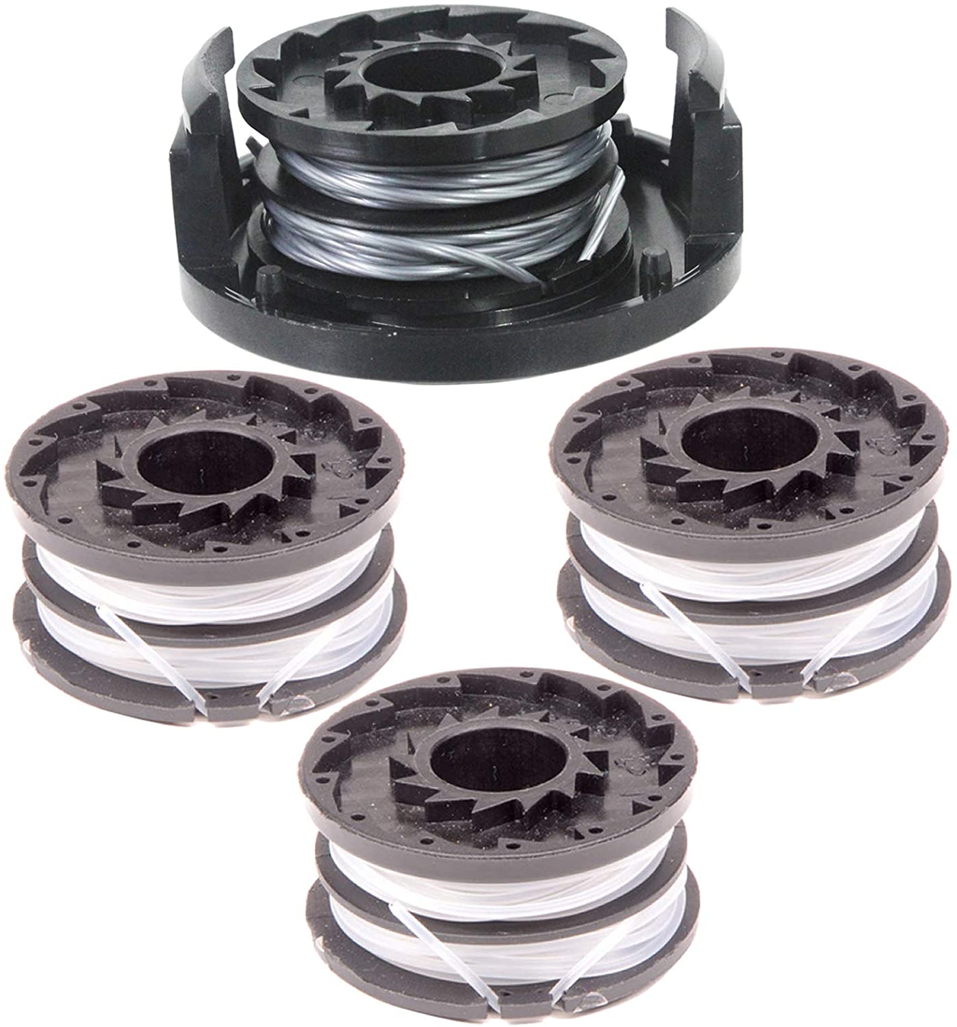 Twin Line Spool x 4 + Cover Cap for SPEAR & JACKSON S3525ET Strimmer Trimmer