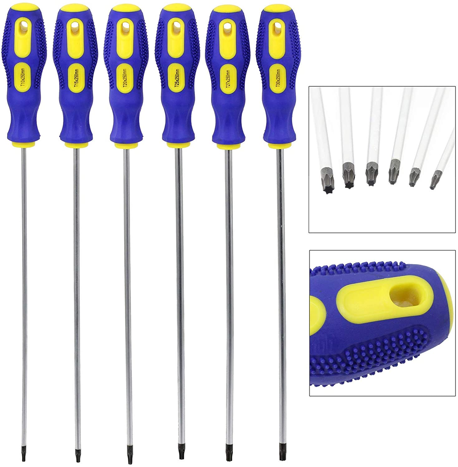 Screwdriver Set Extra Long Reach CRV Magnetic Tip Star Torx (6 Piece, 360mm)