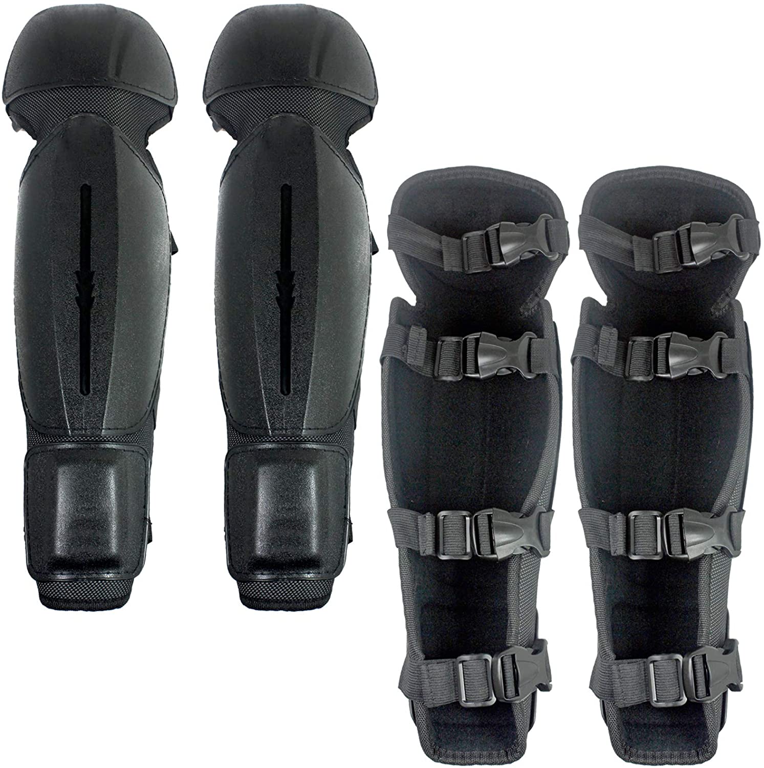 Knee & Shin Guards for Grass Brushcutter / Rotavator (One Size, Black, 2 Pairs)