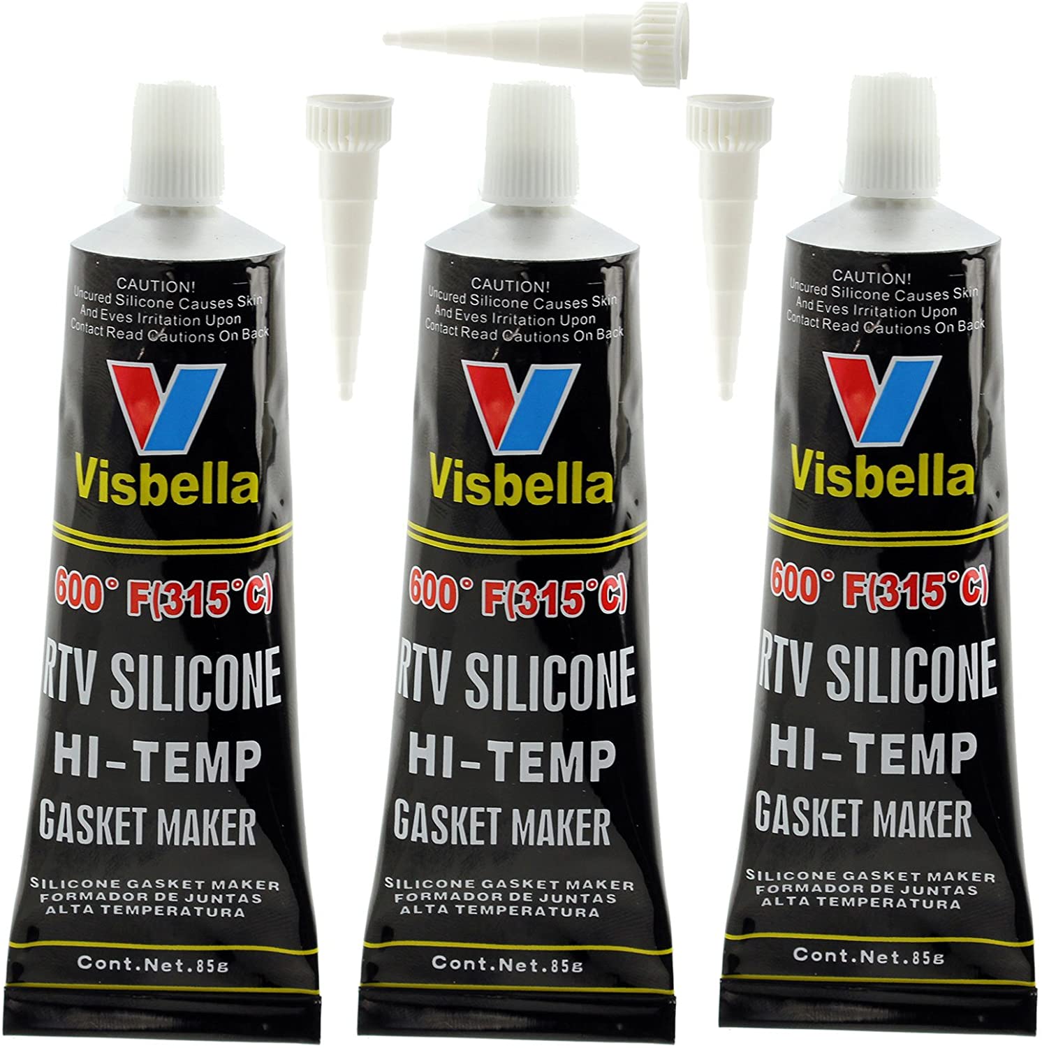 Visbella Silicone Engine Repair Gasket Seal Maker High Temperature Heat Resistant from -80ºF to 600ºF (Black, Pack of 3)